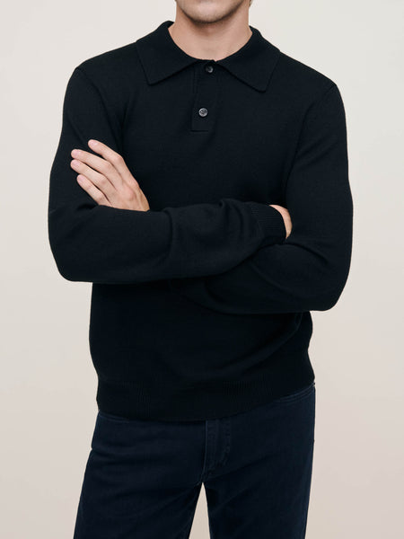 Knit Polo Long Sleeve | Black | DL1961 Premium Denim
