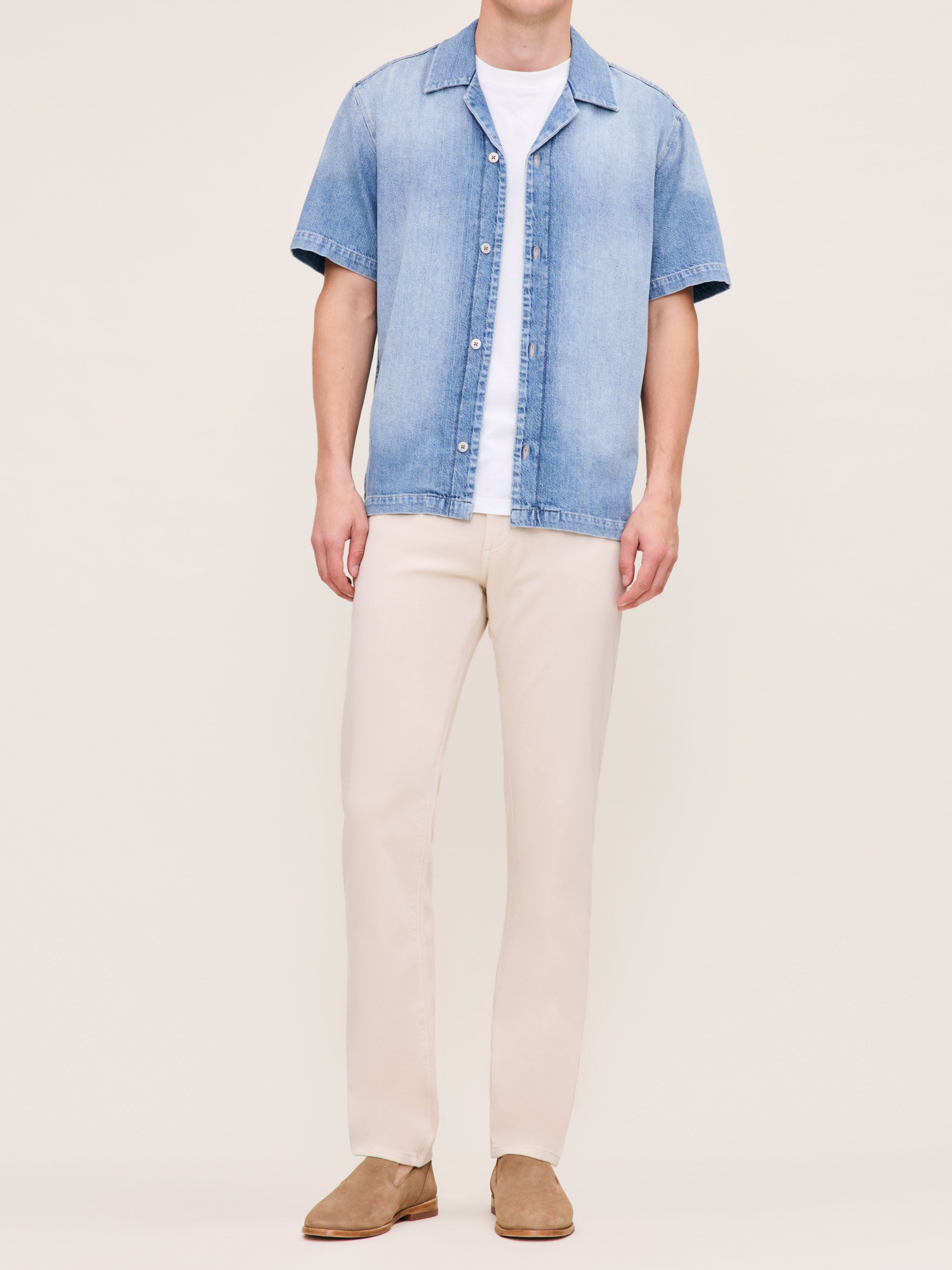 Men's Slim Cream Knit Denim Jeans