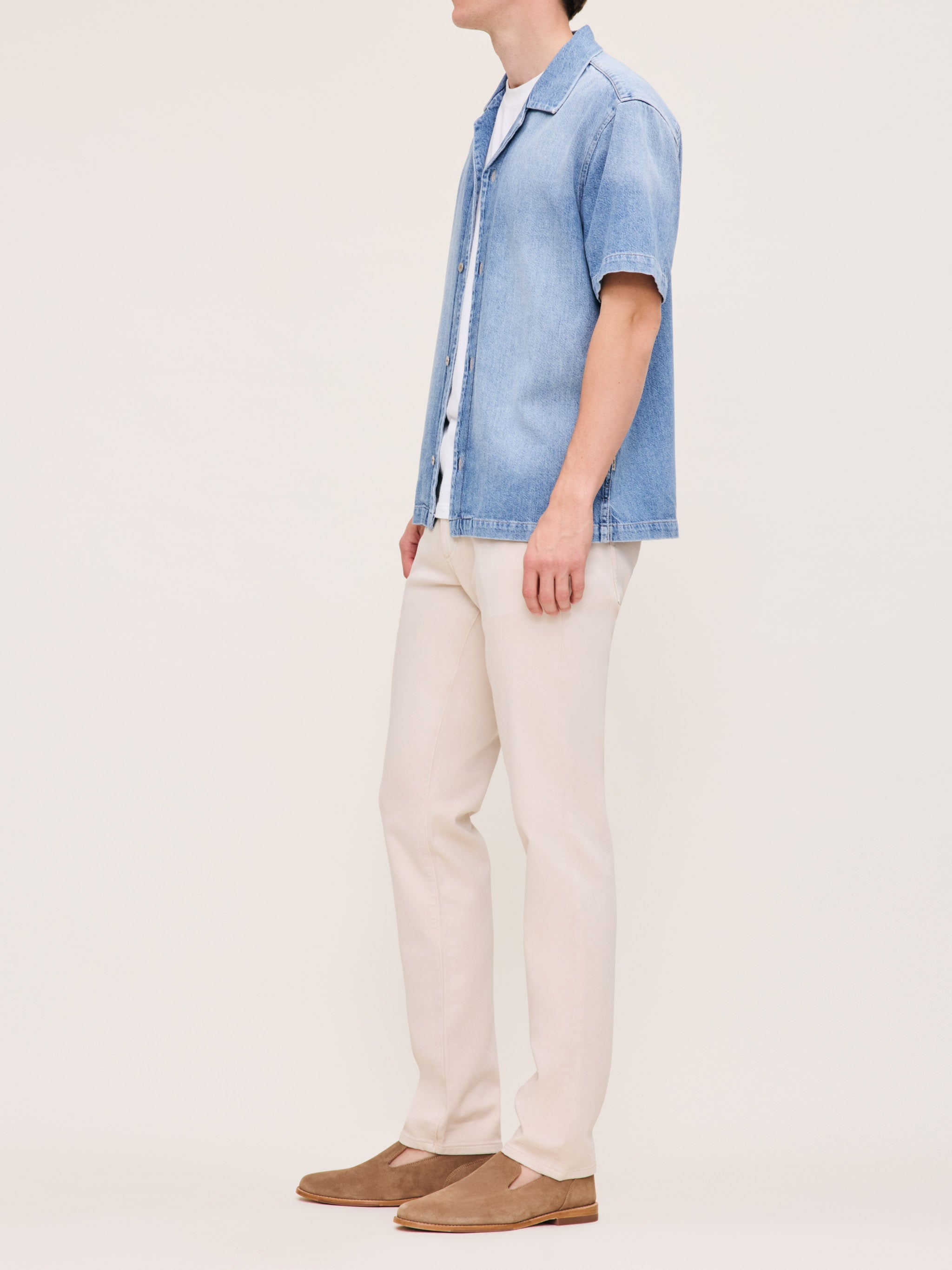 Men's Slim Cream Knit Denim Jeans