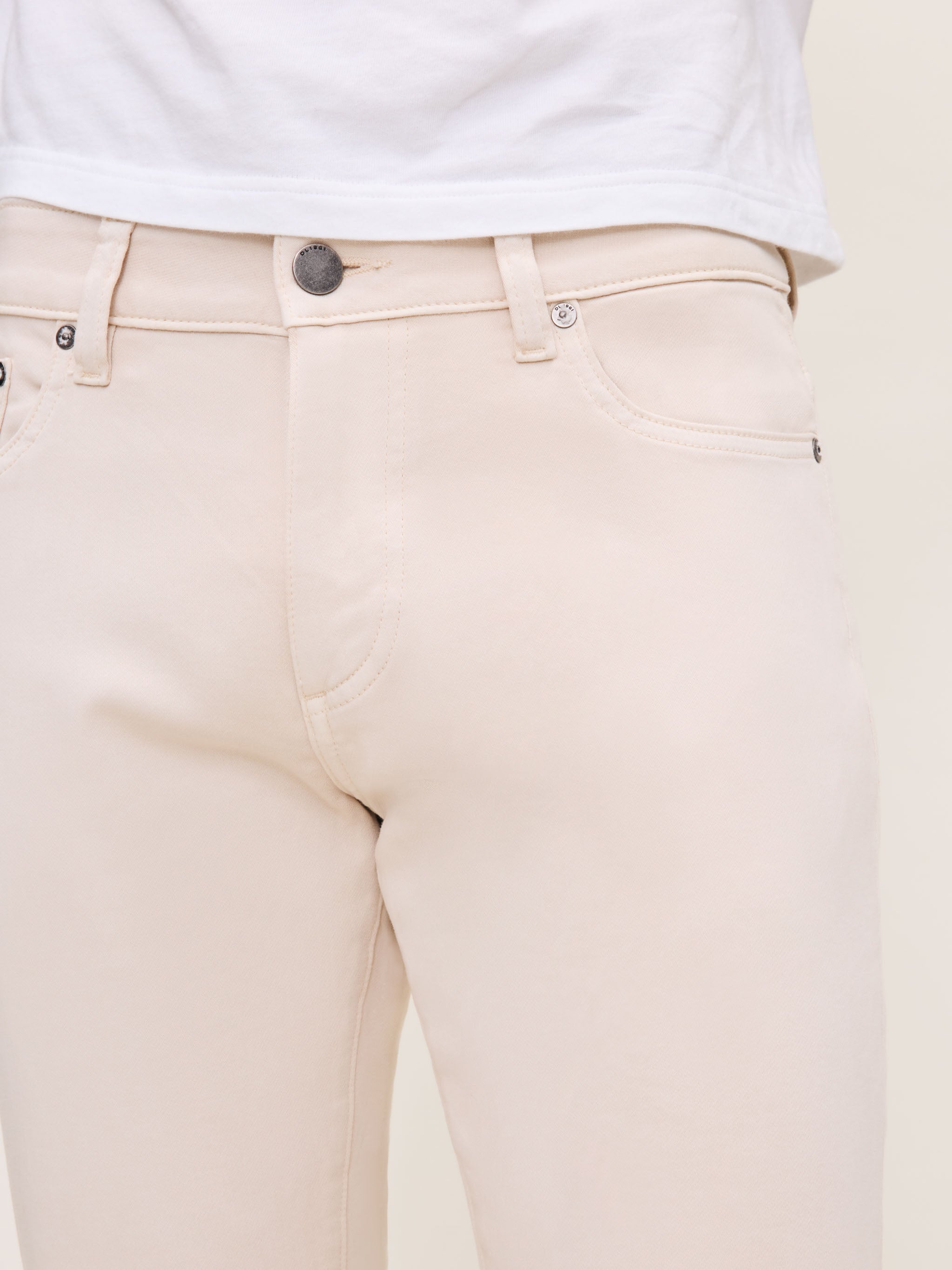 Men's Slim Cream Knit Denim Jeans