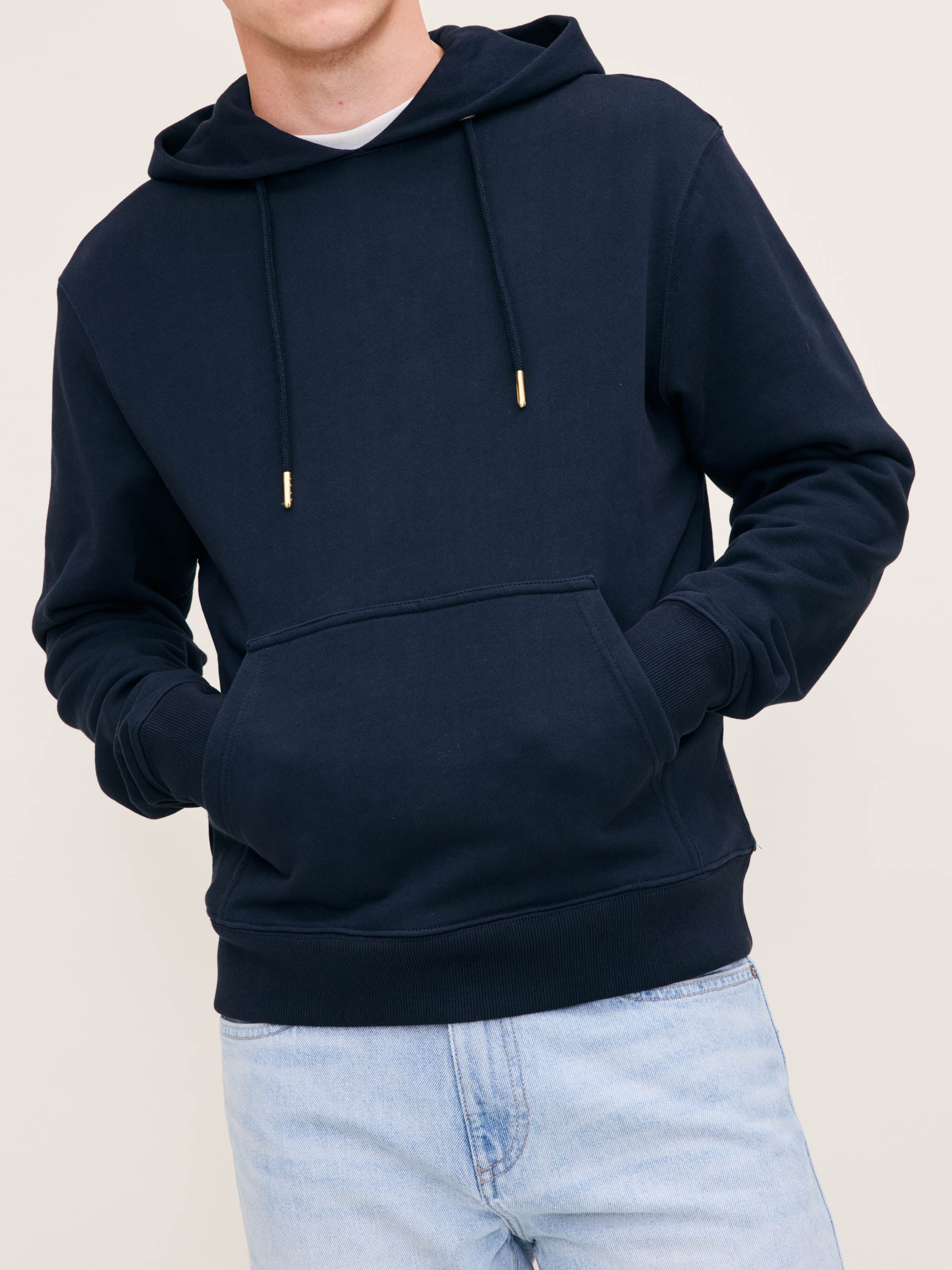 Men's Navy Blue Cotton Hoodie