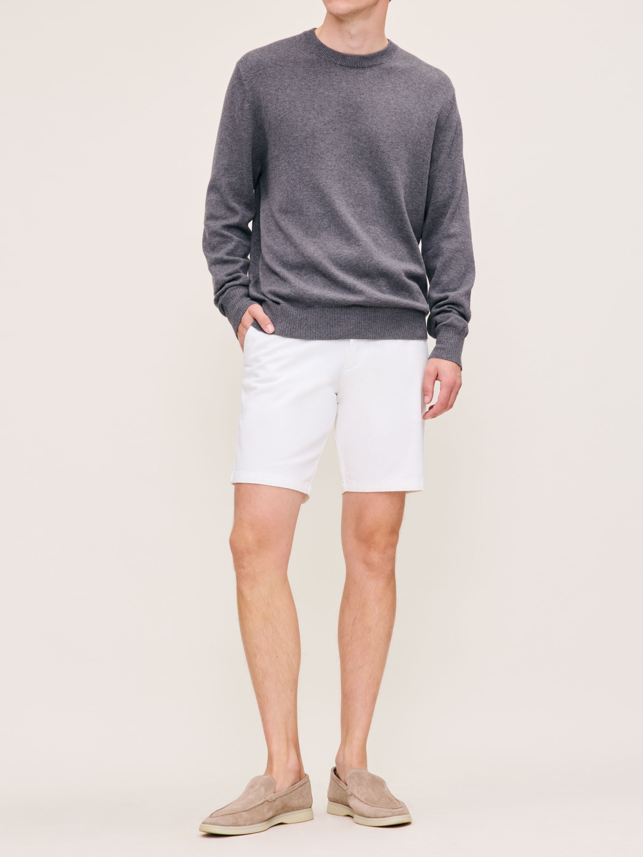 Men's White Twill Shorts