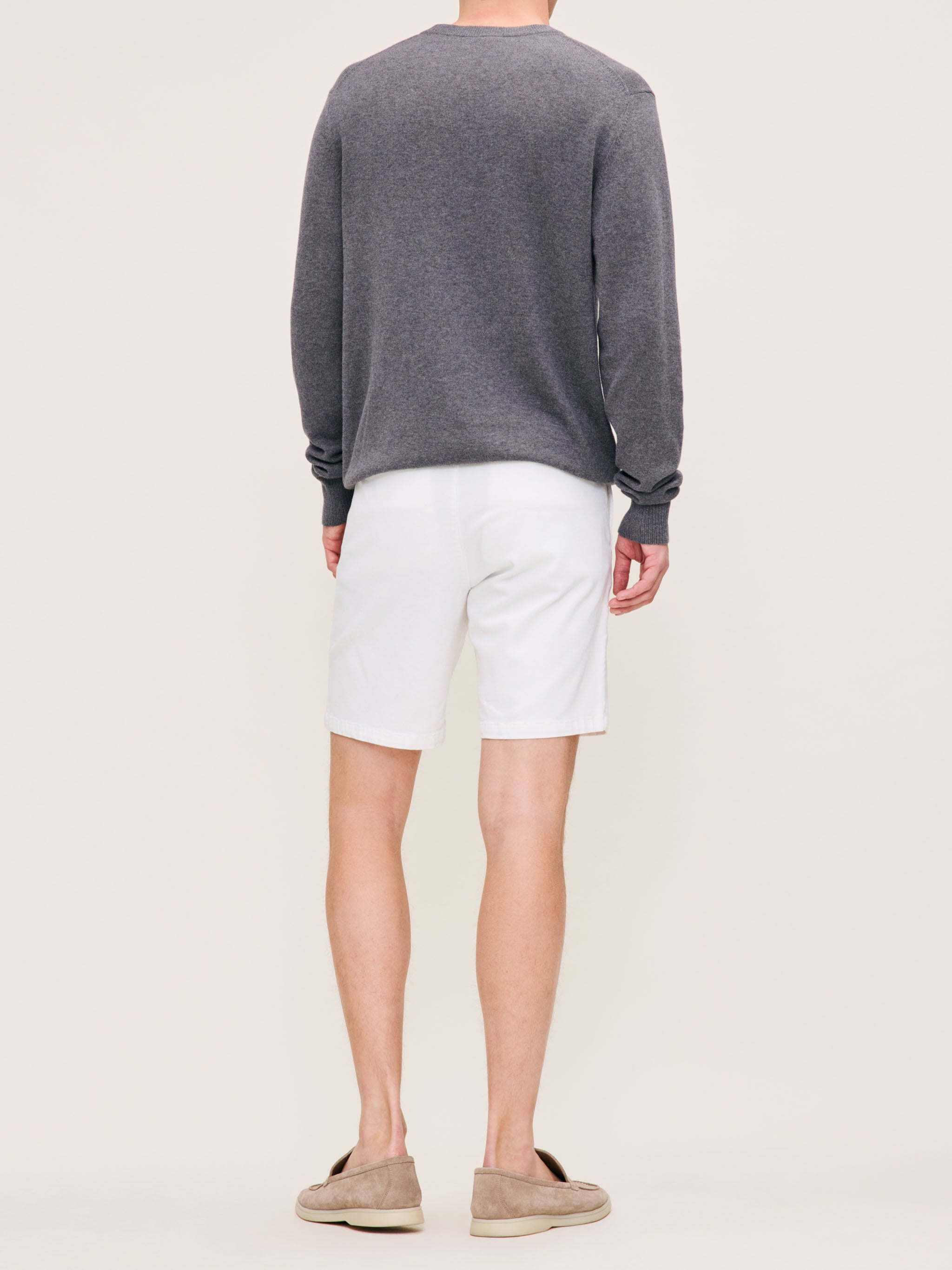 Men's Grey Crewneck Sweater and White Shorts