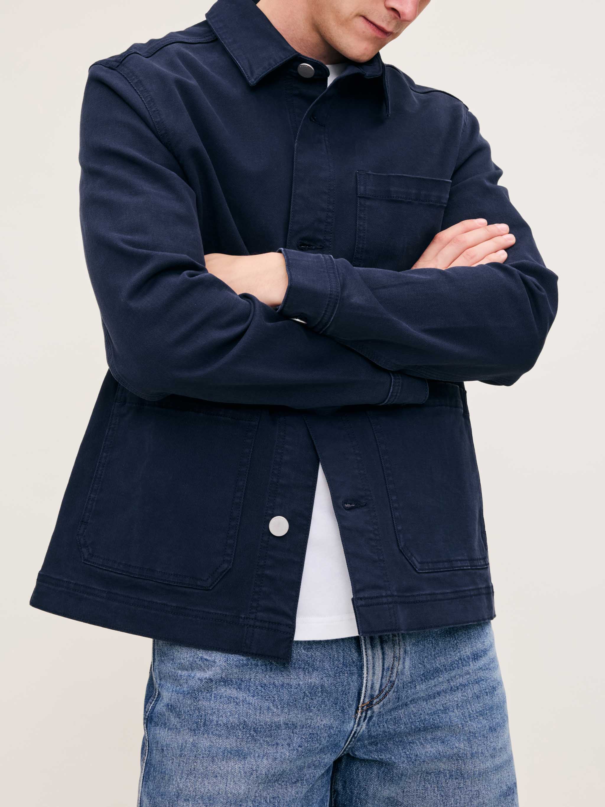 Men's Dark Blue Twill Shirt Jacket