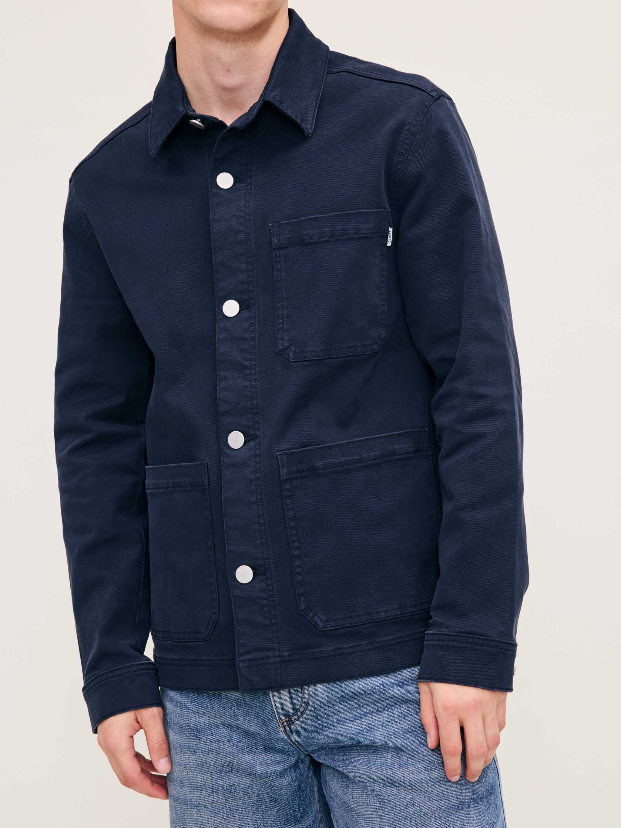 Men's Dark Blue Twill Shirt Jacket