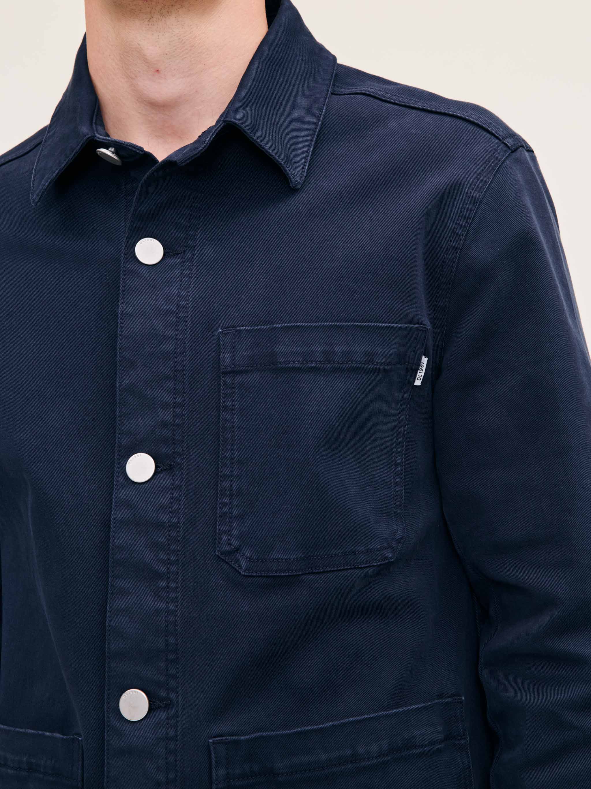 Men's Dark Blue Twill Shirt Jacket