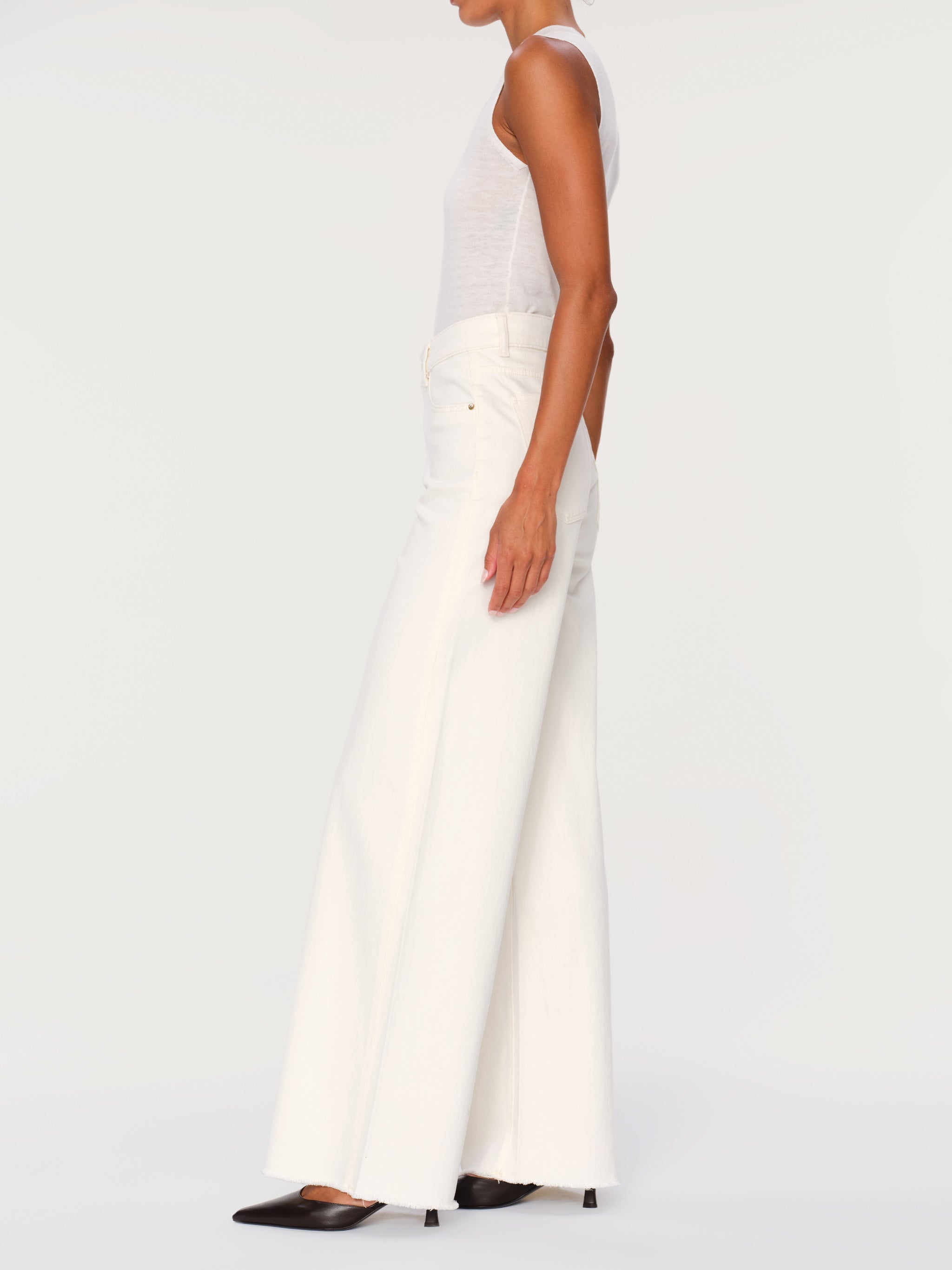 women's wide leg white jean