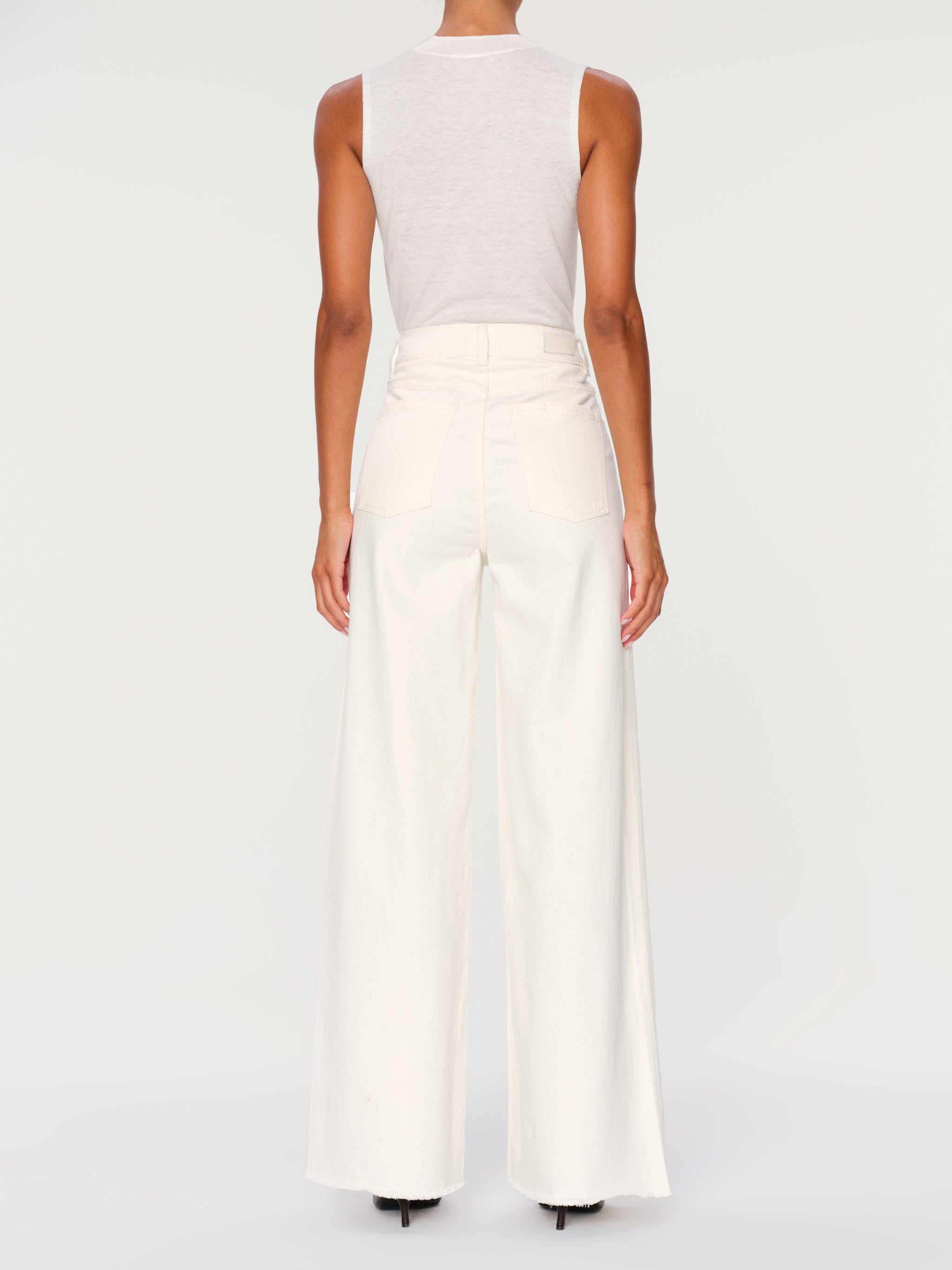 women's wide leg white jean