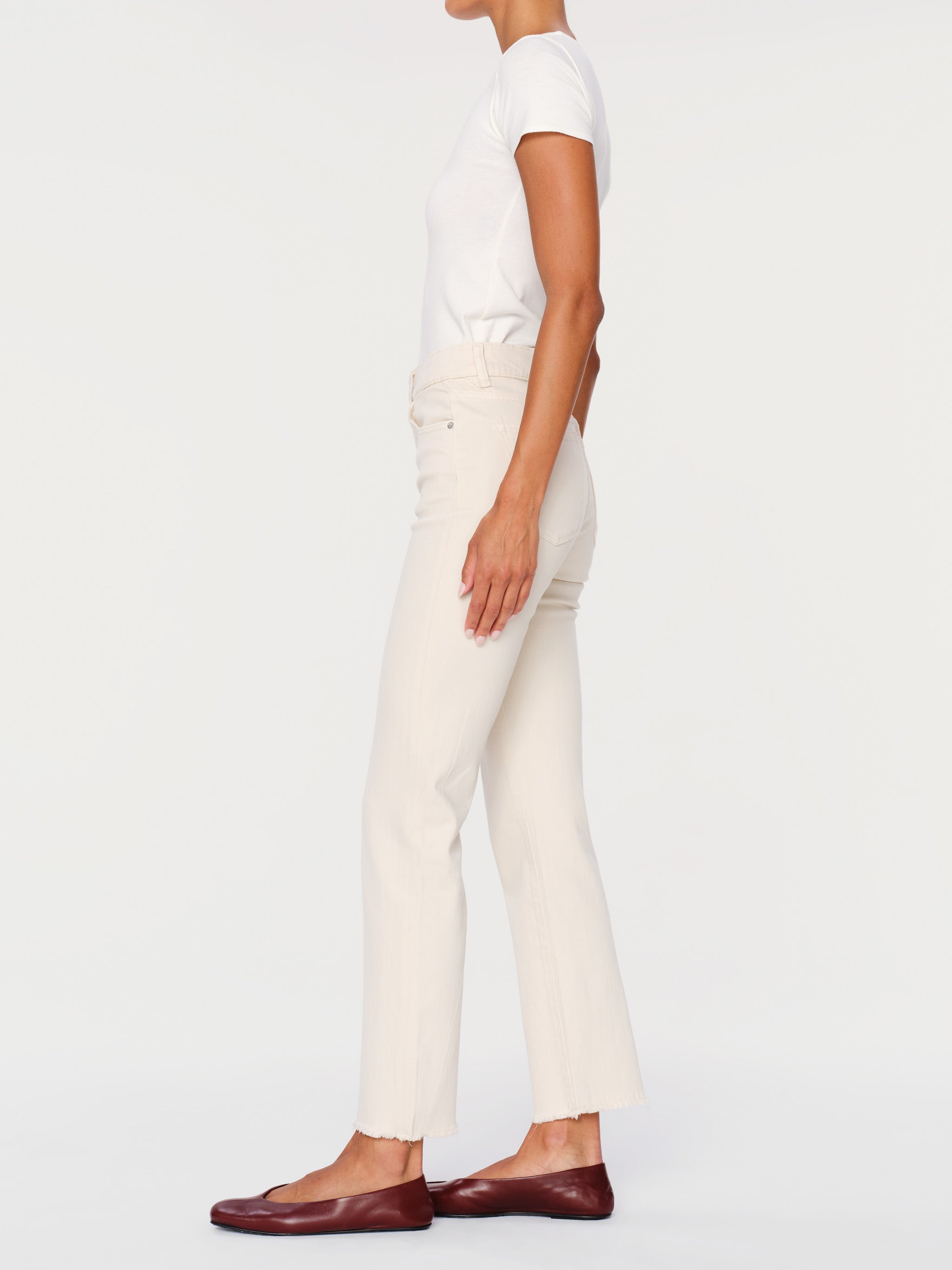 women's straight white jean