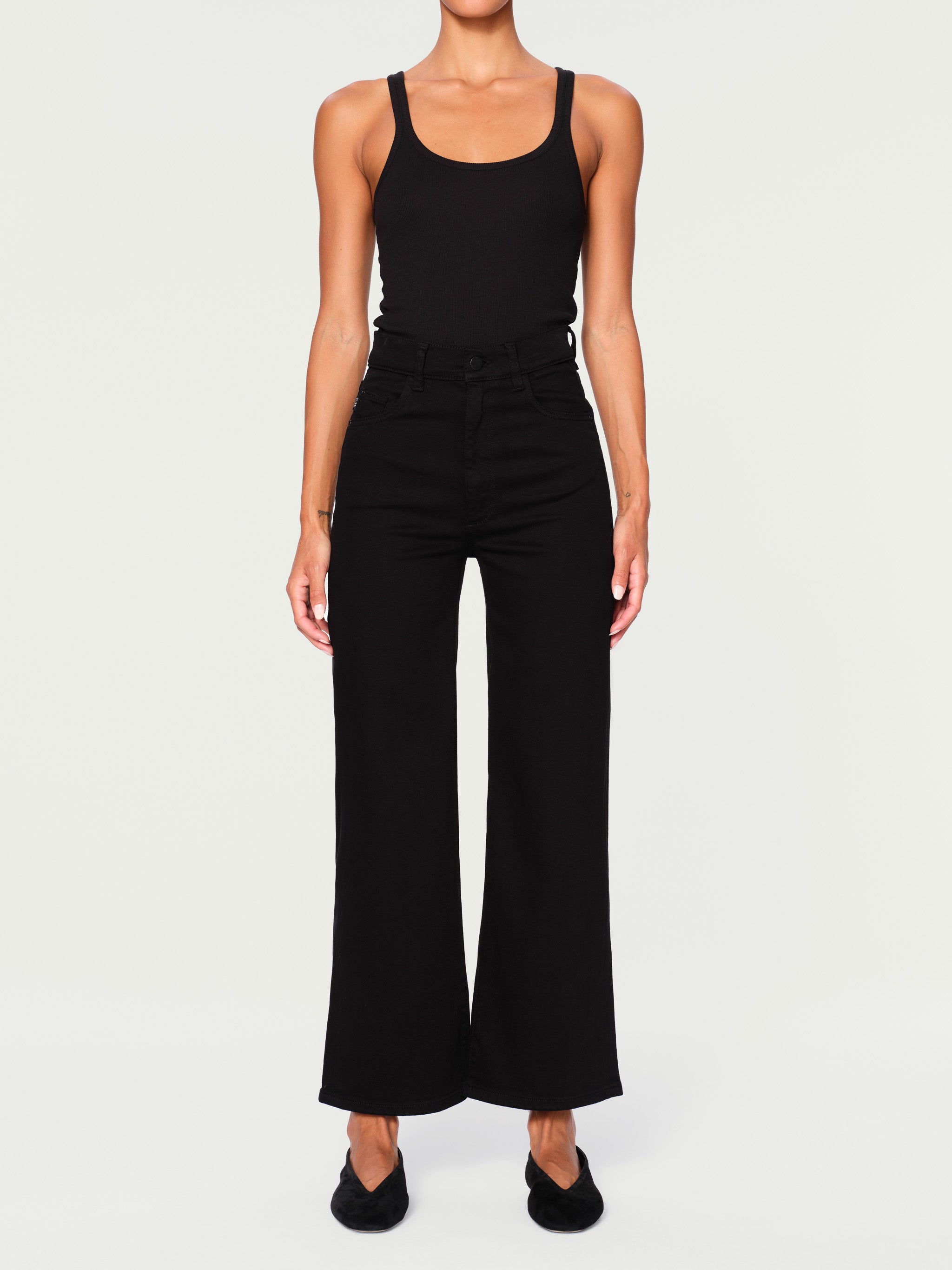 women's wide leg black jean