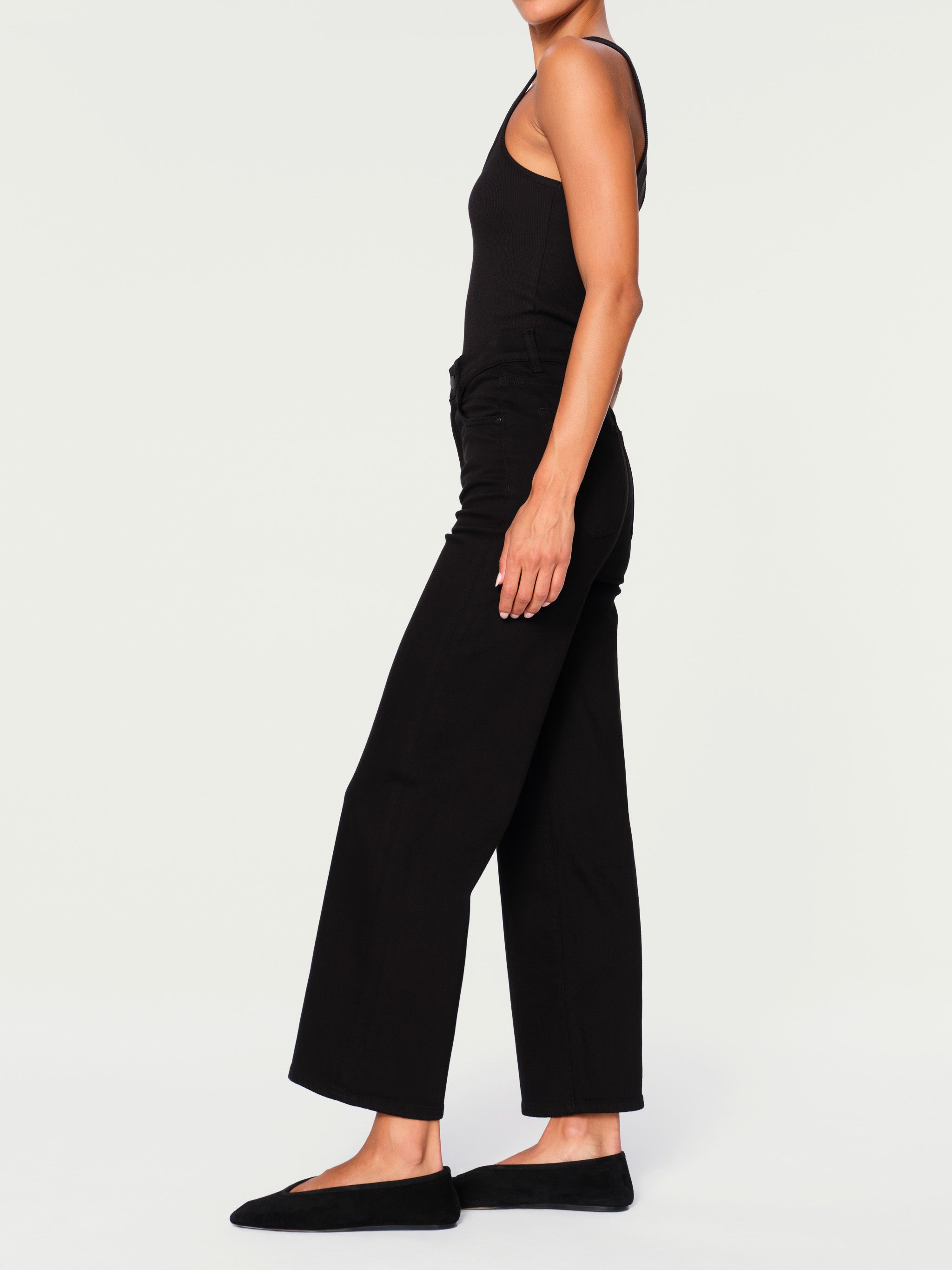women's wide leg black jean