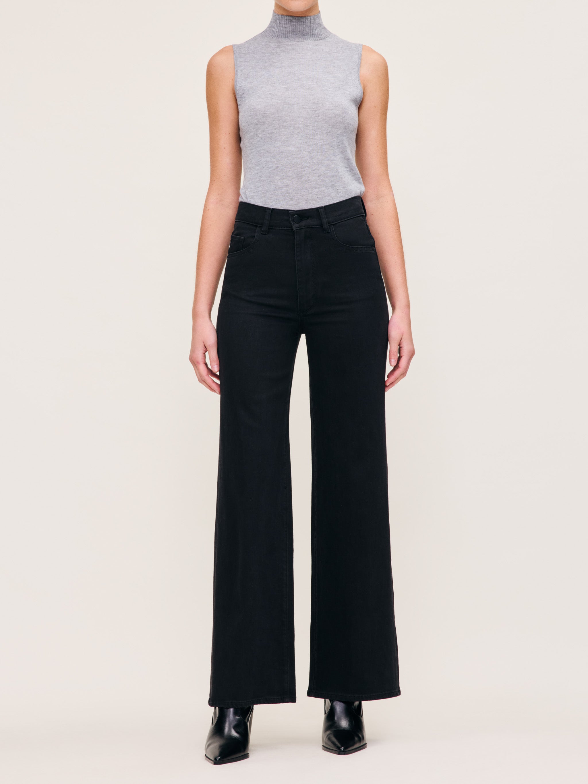 women's wide leg black jean