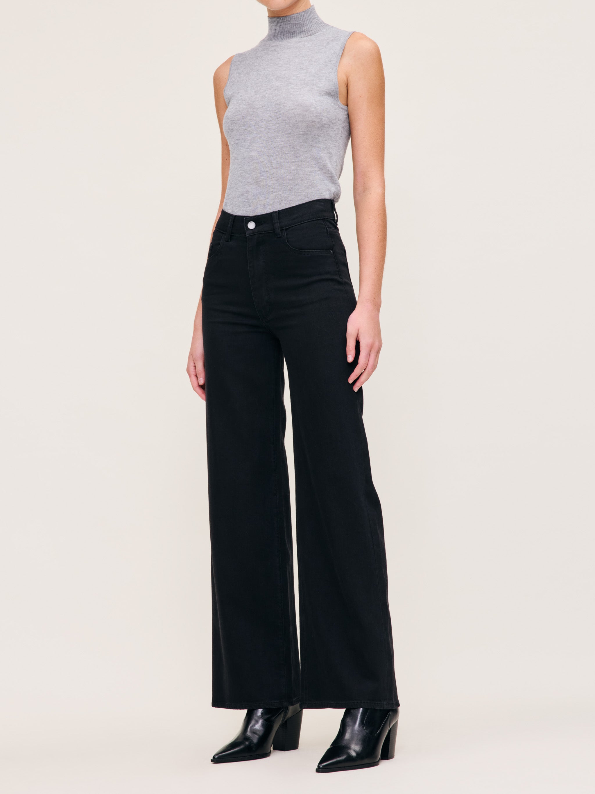 women's wide leg black jean