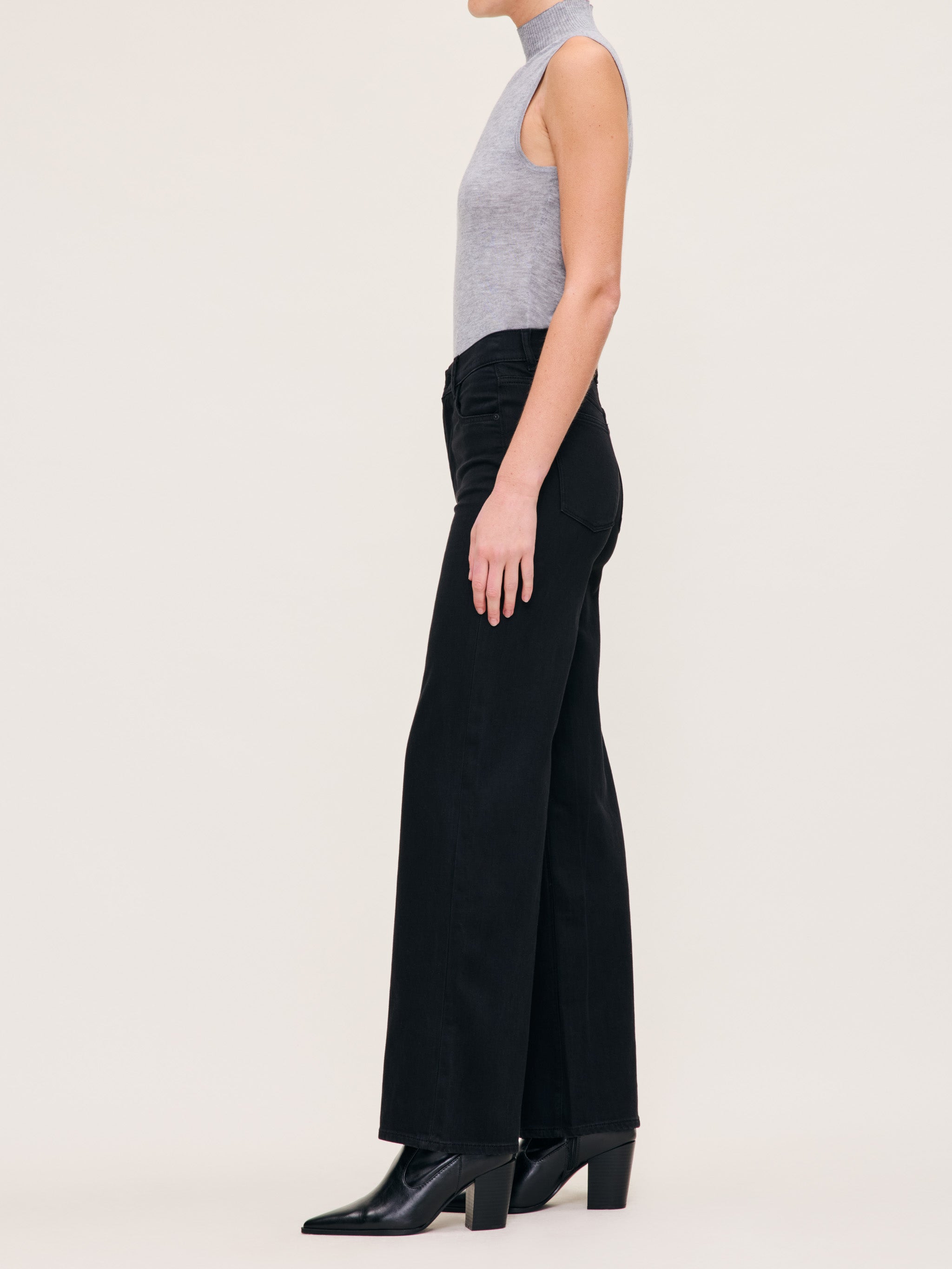 women's wide leg black jean