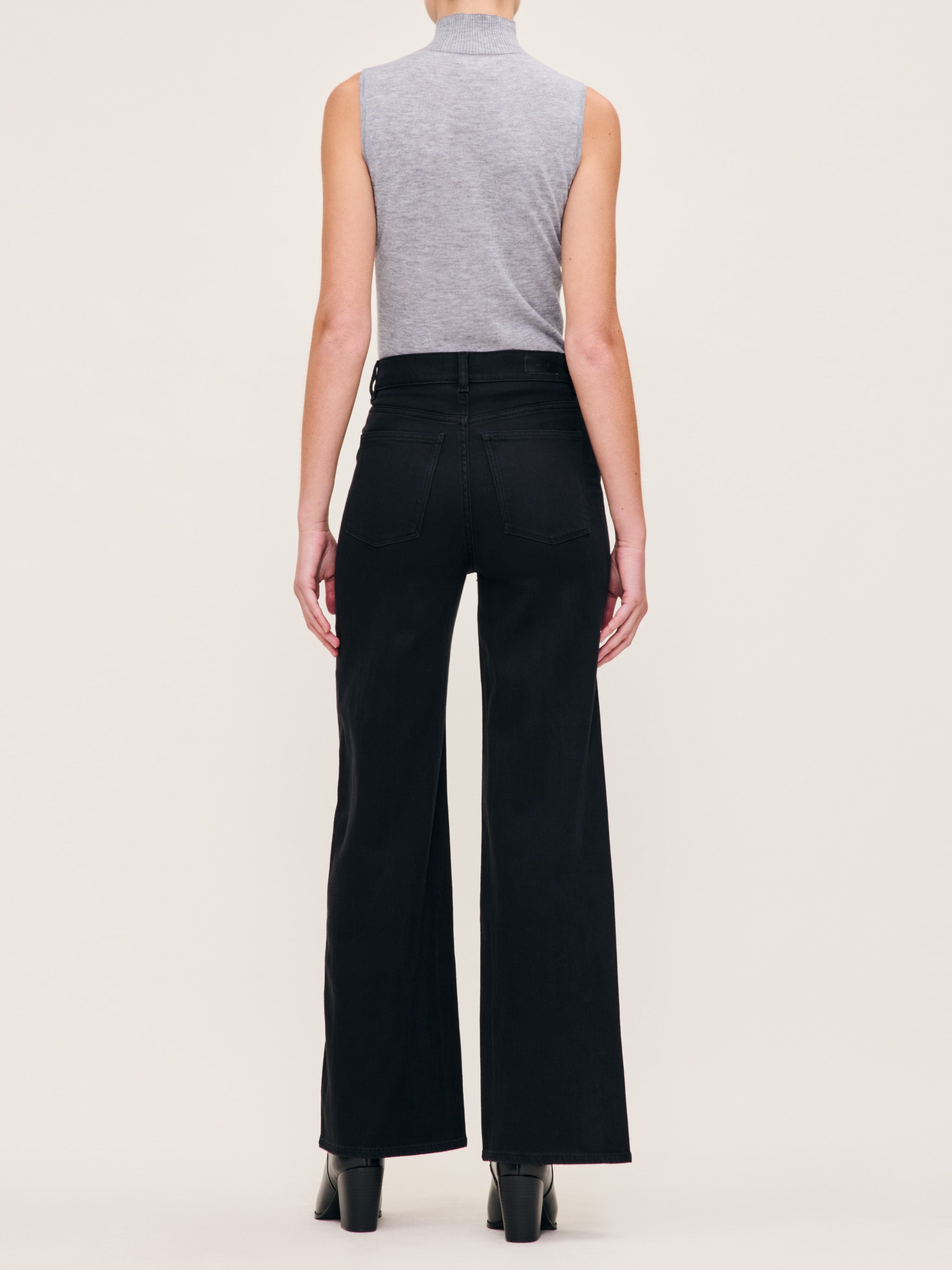 women's wide leg black jean