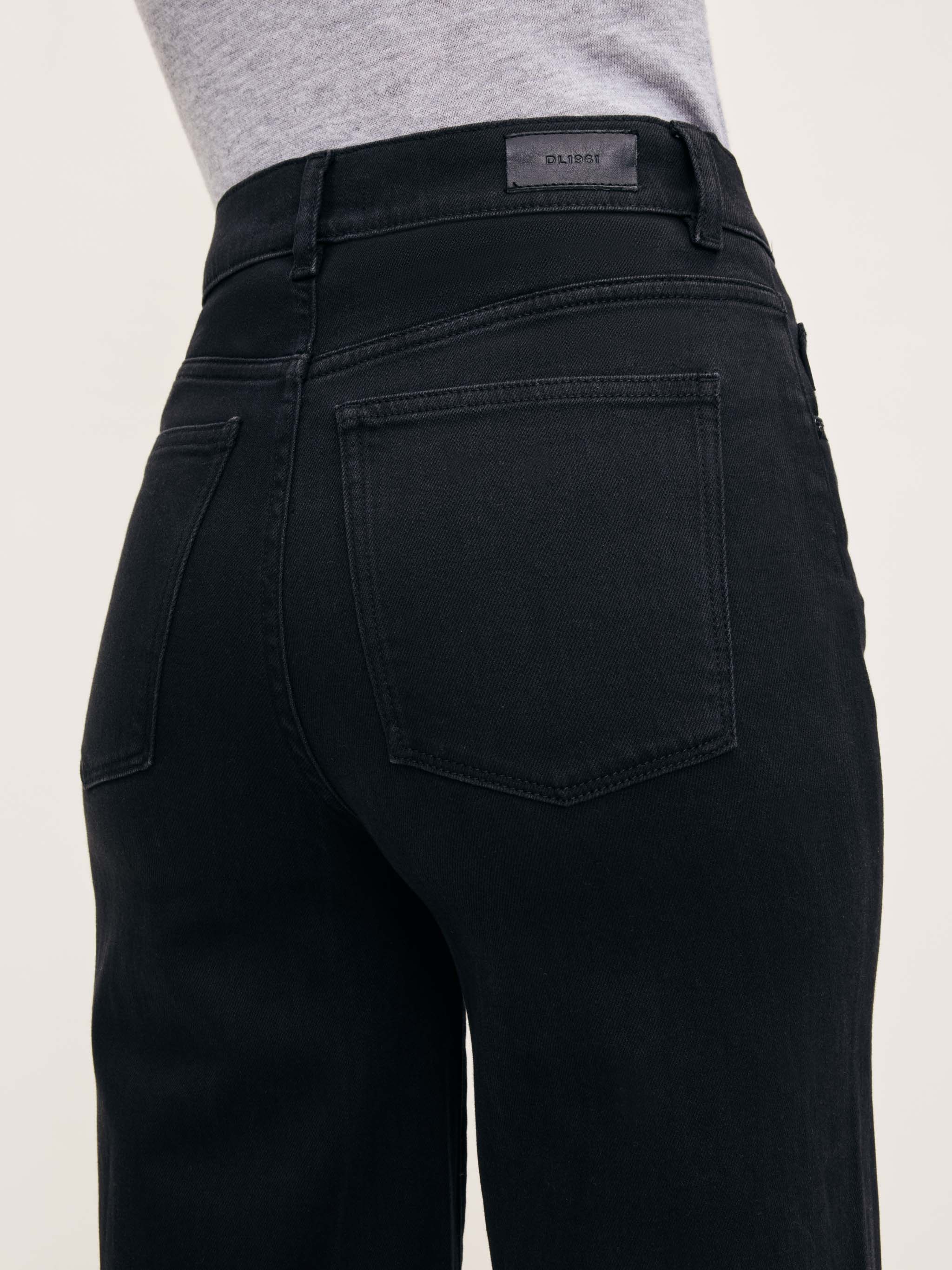women's wide leg black jean