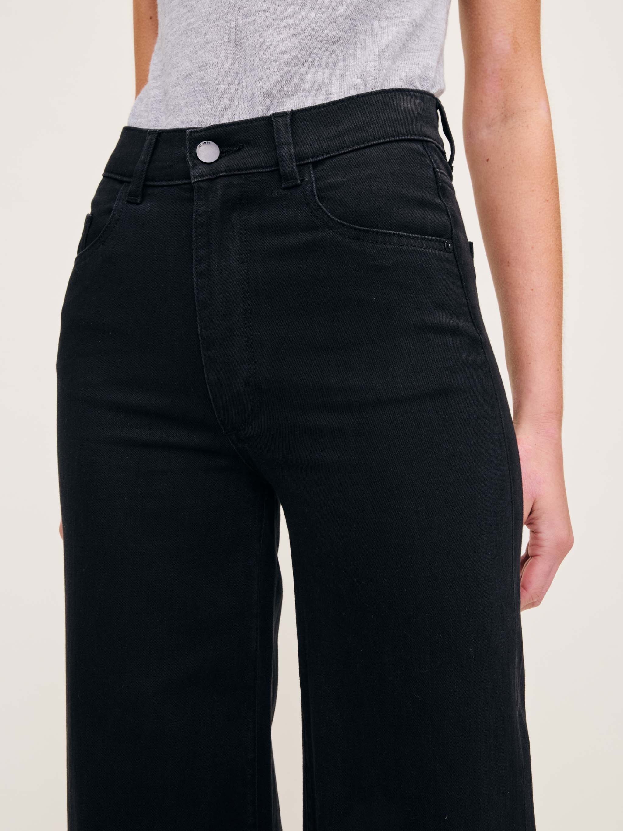 women's wide leg black jean