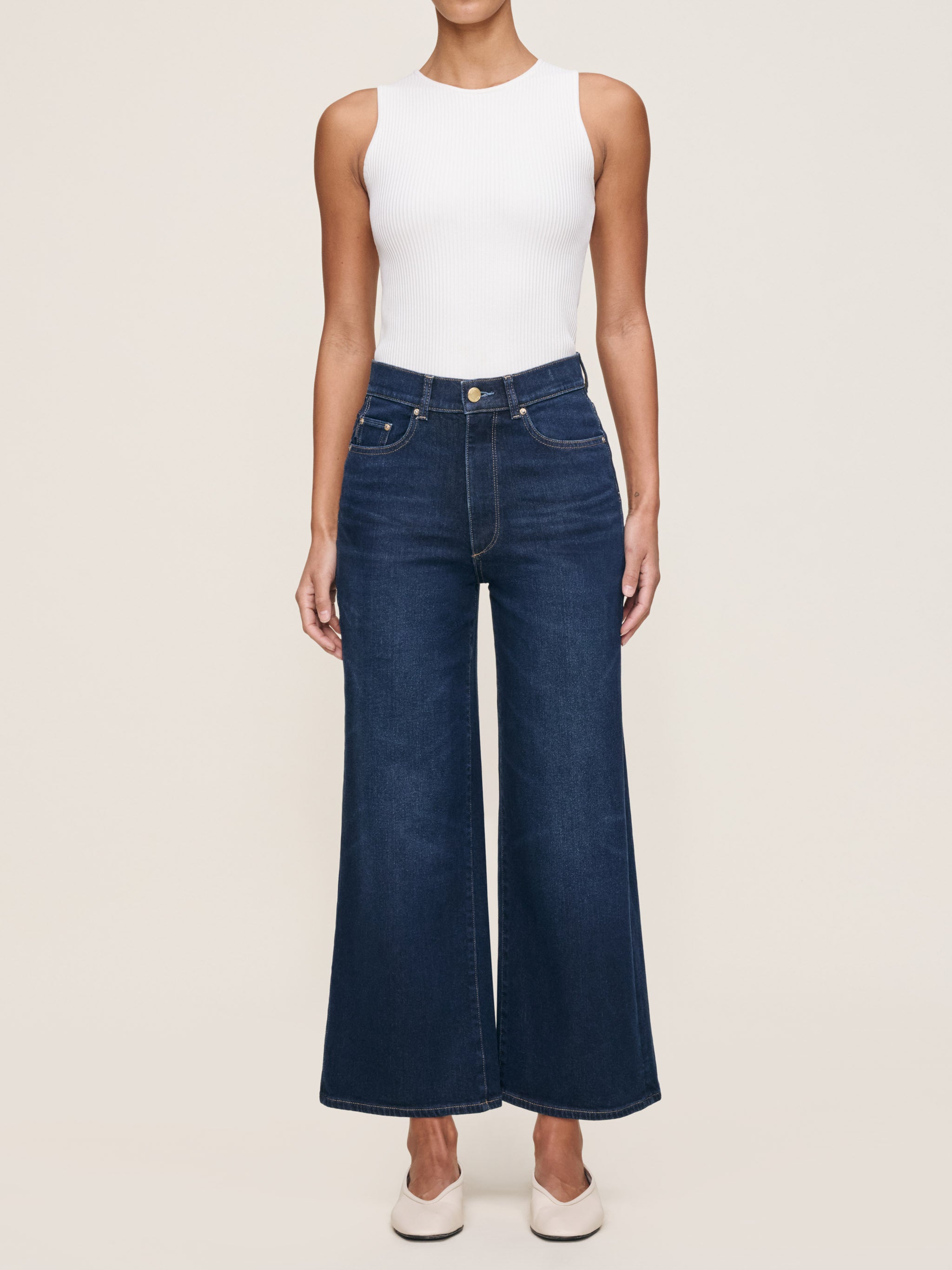 women's wide leg blue jean