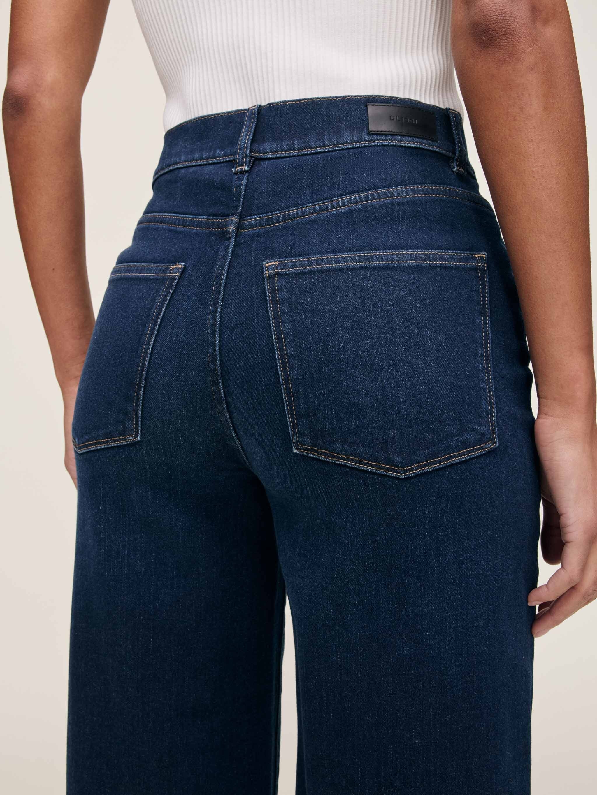 women's wide leg blue jean