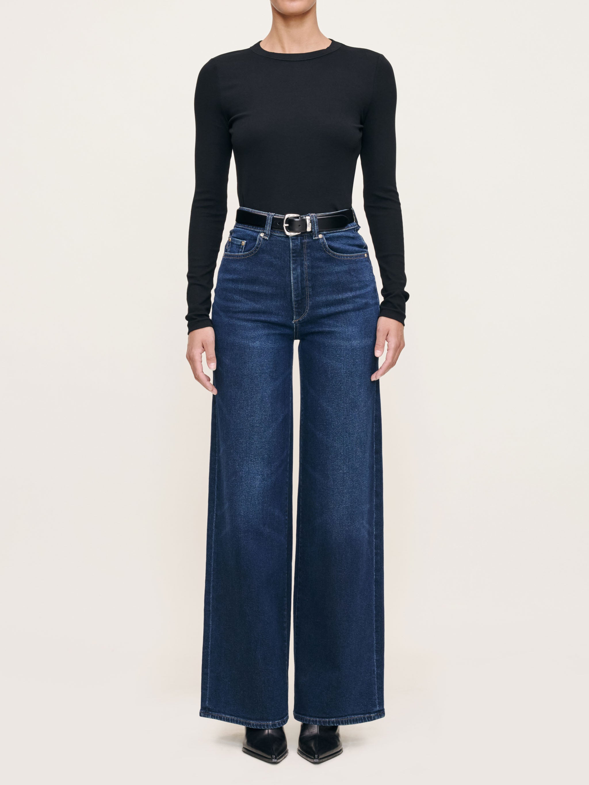 women's wide leg blue jean