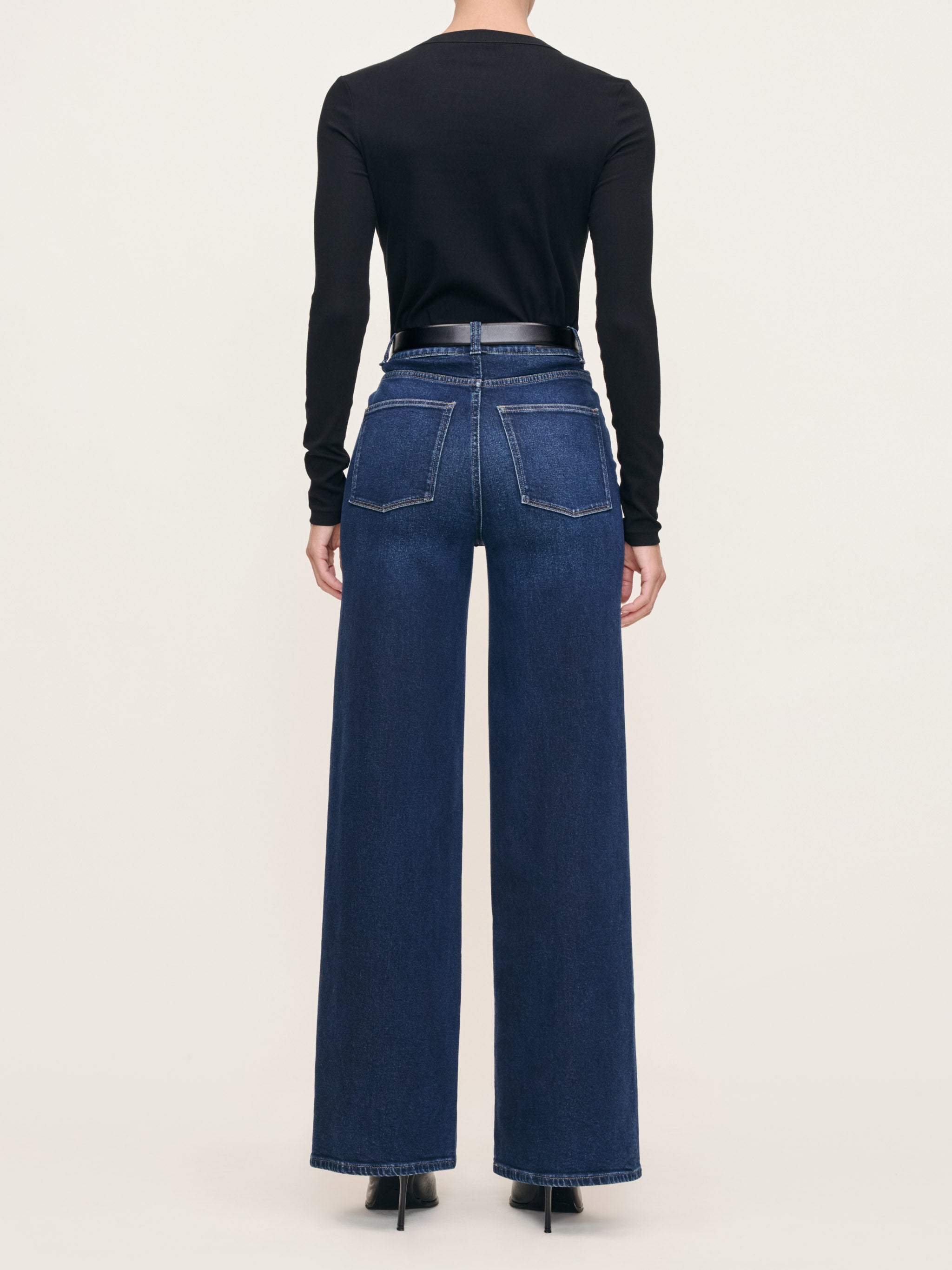 women's wide leg blue jean
