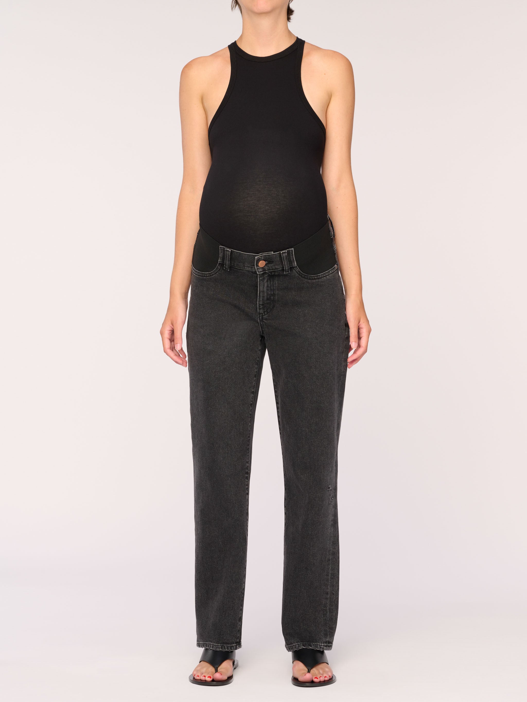 women's maternity straight black jeans