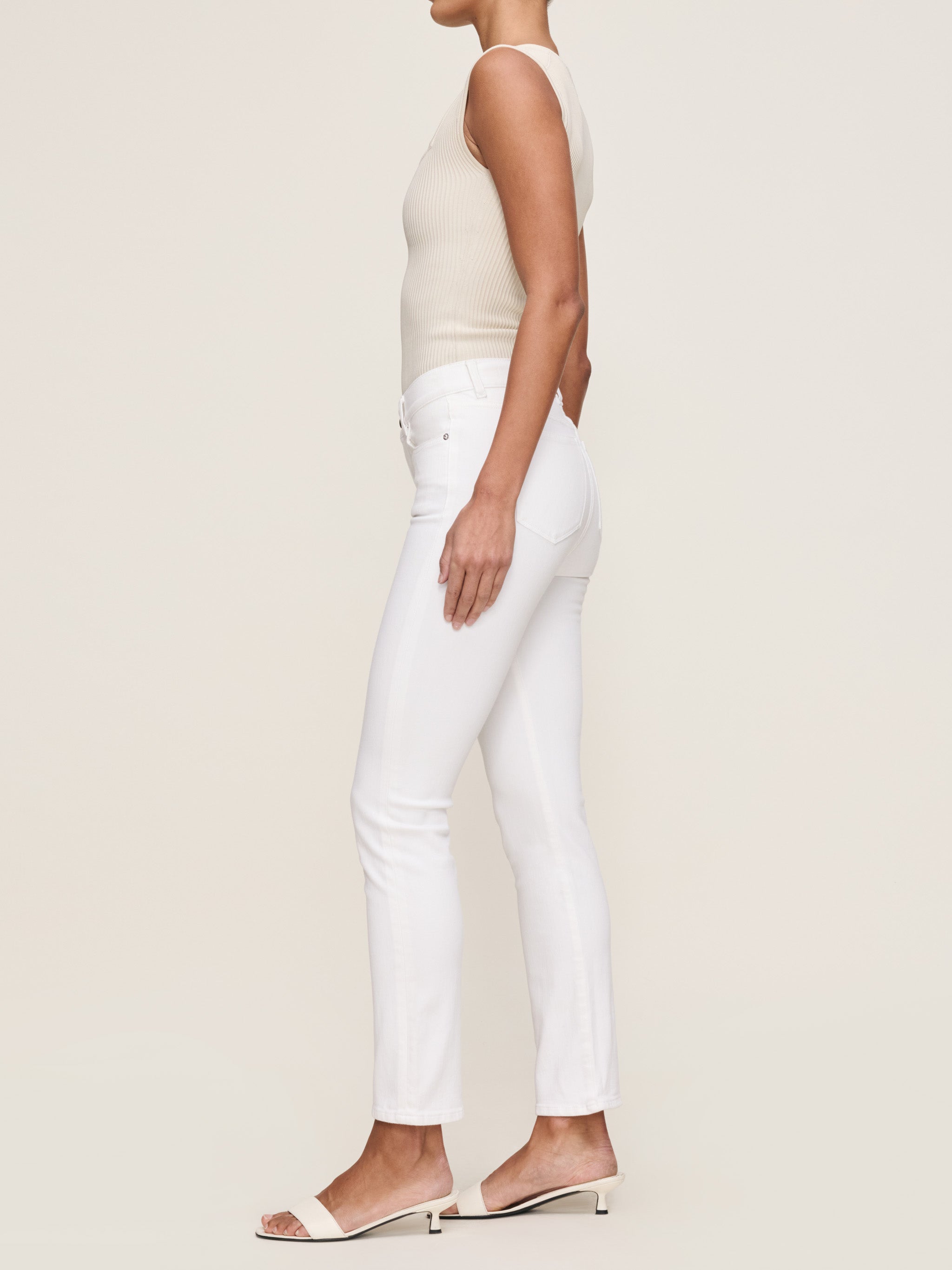 women's straight white jean