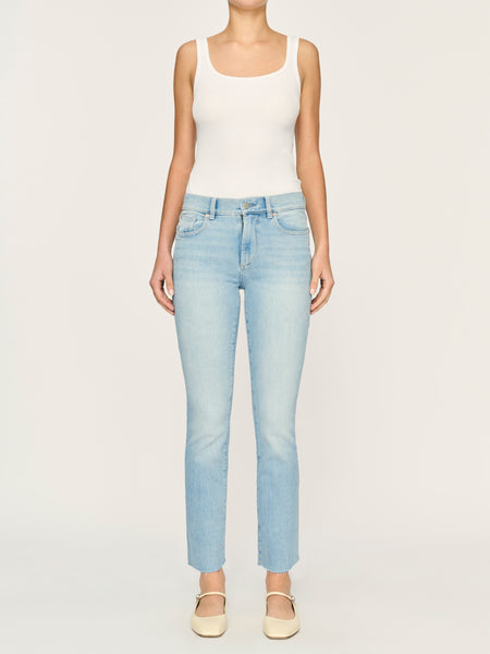 Raw hem Mara sculpting straight jean