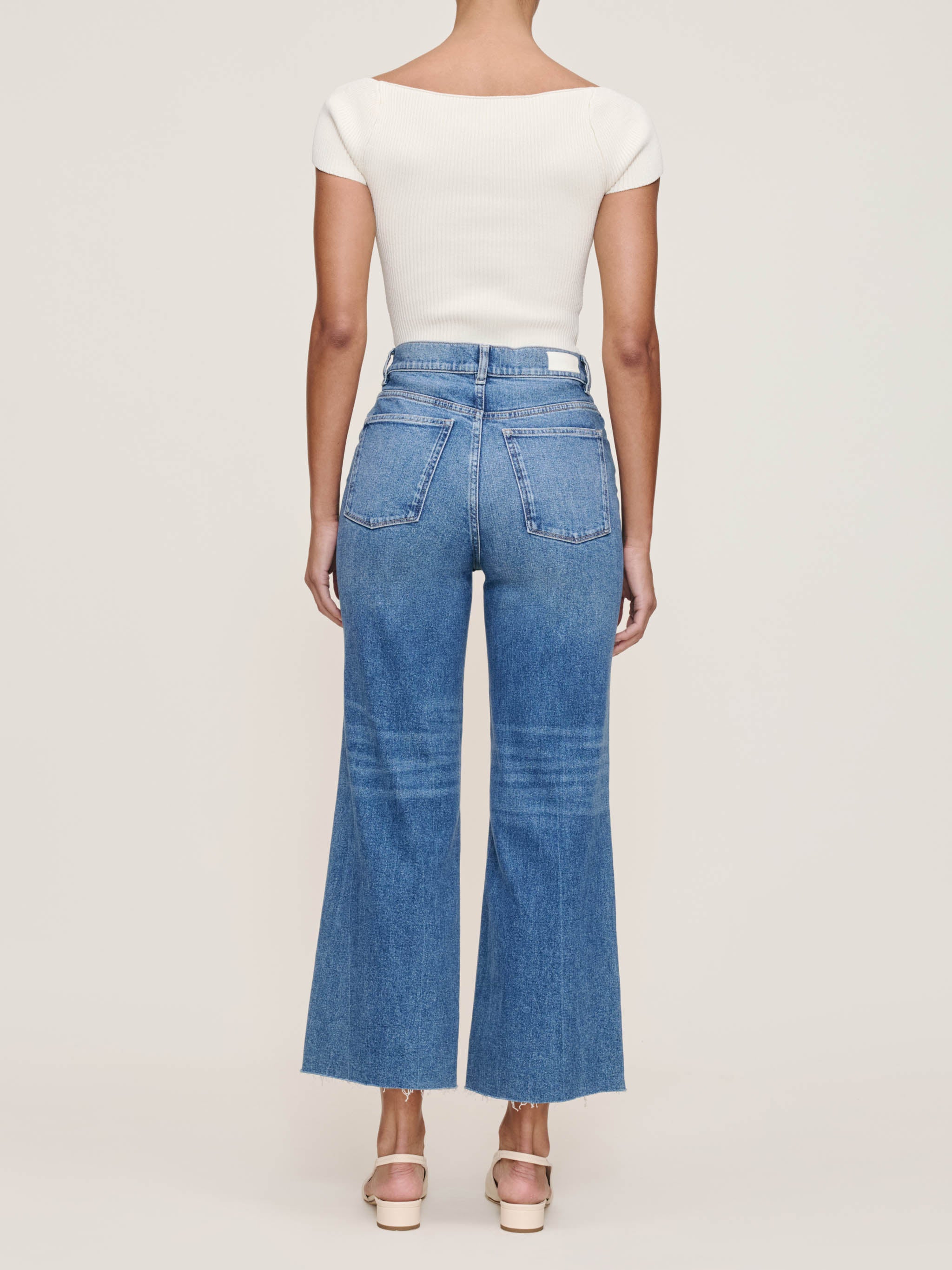 women's wide leg blue jean
