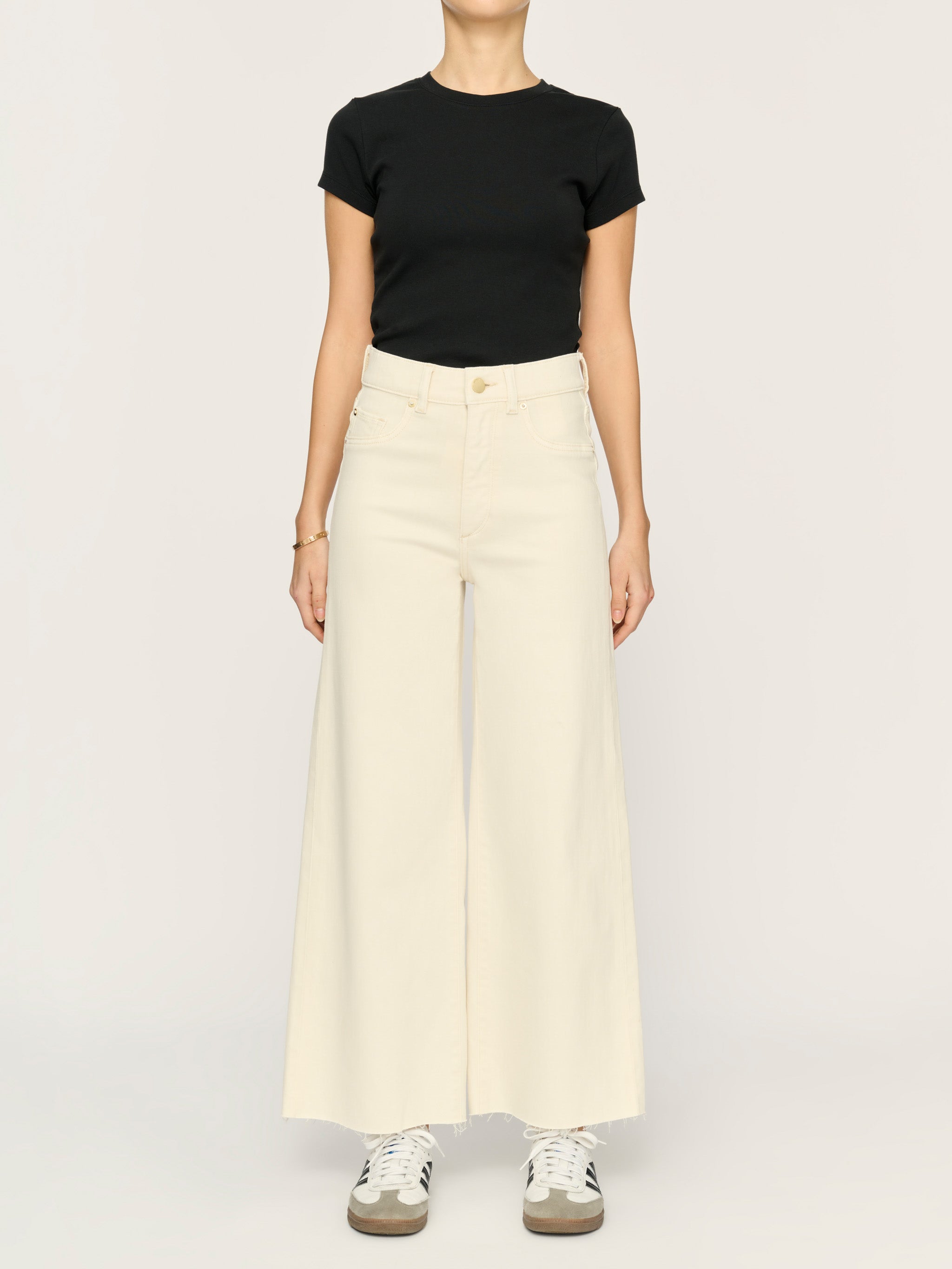 women's wide leg white jean