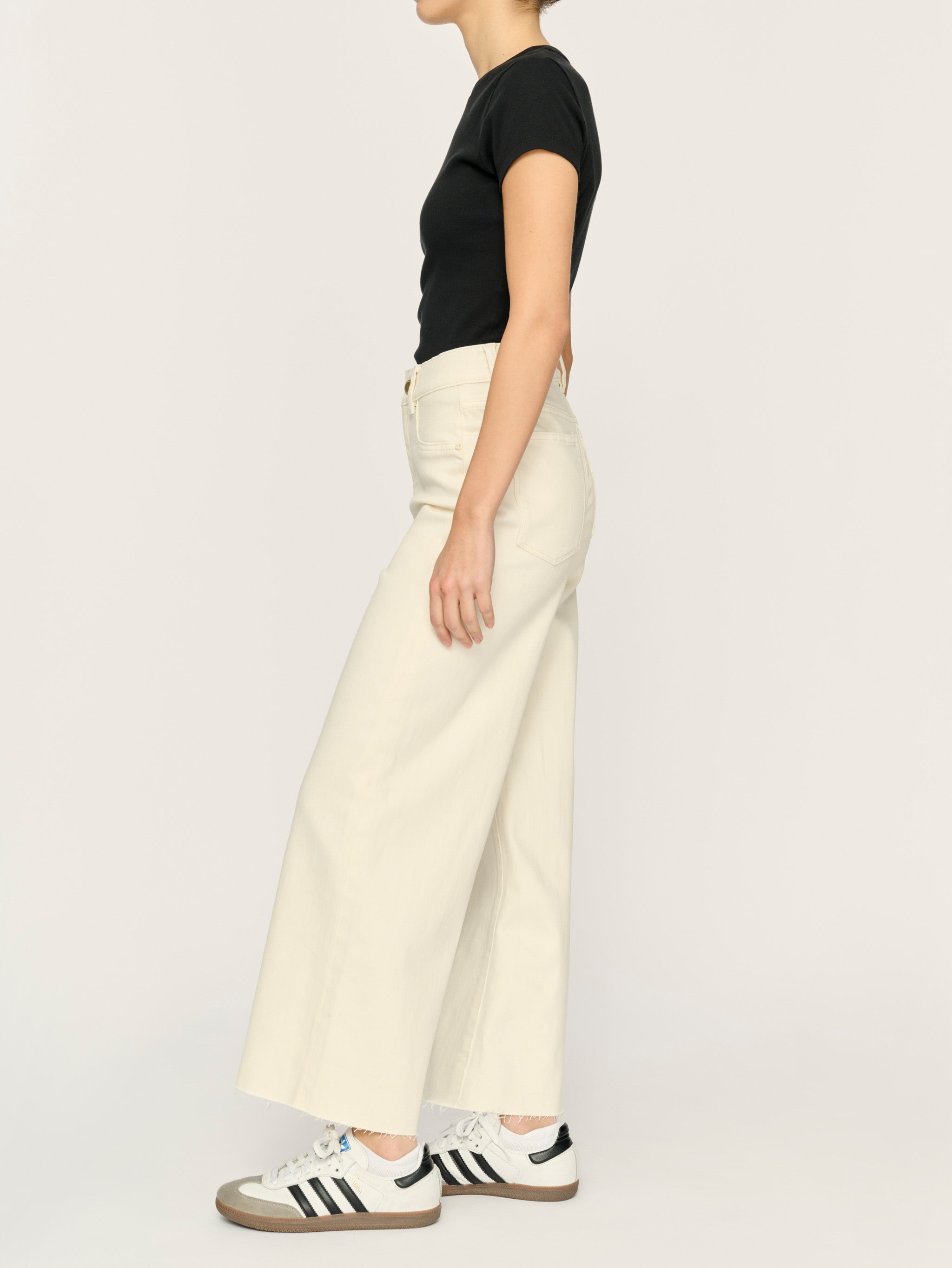 women's wide leg white jean