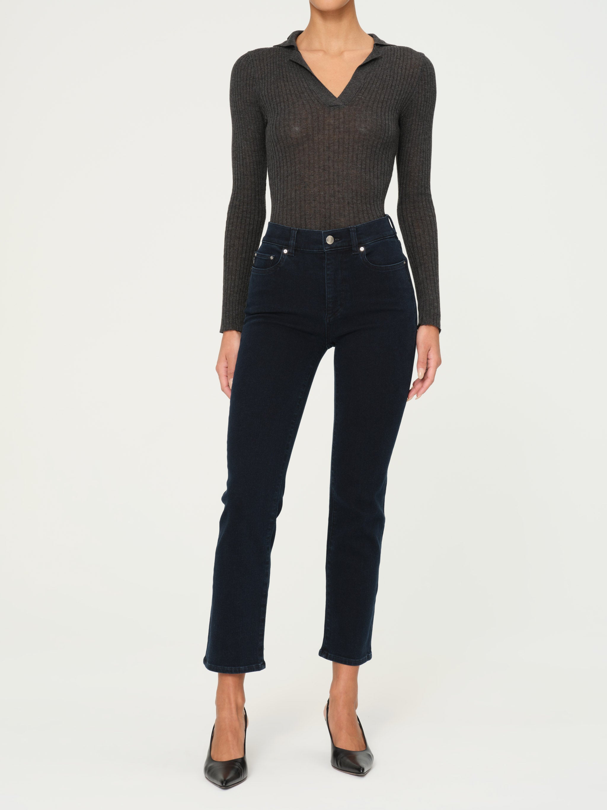 women's straight blue jean