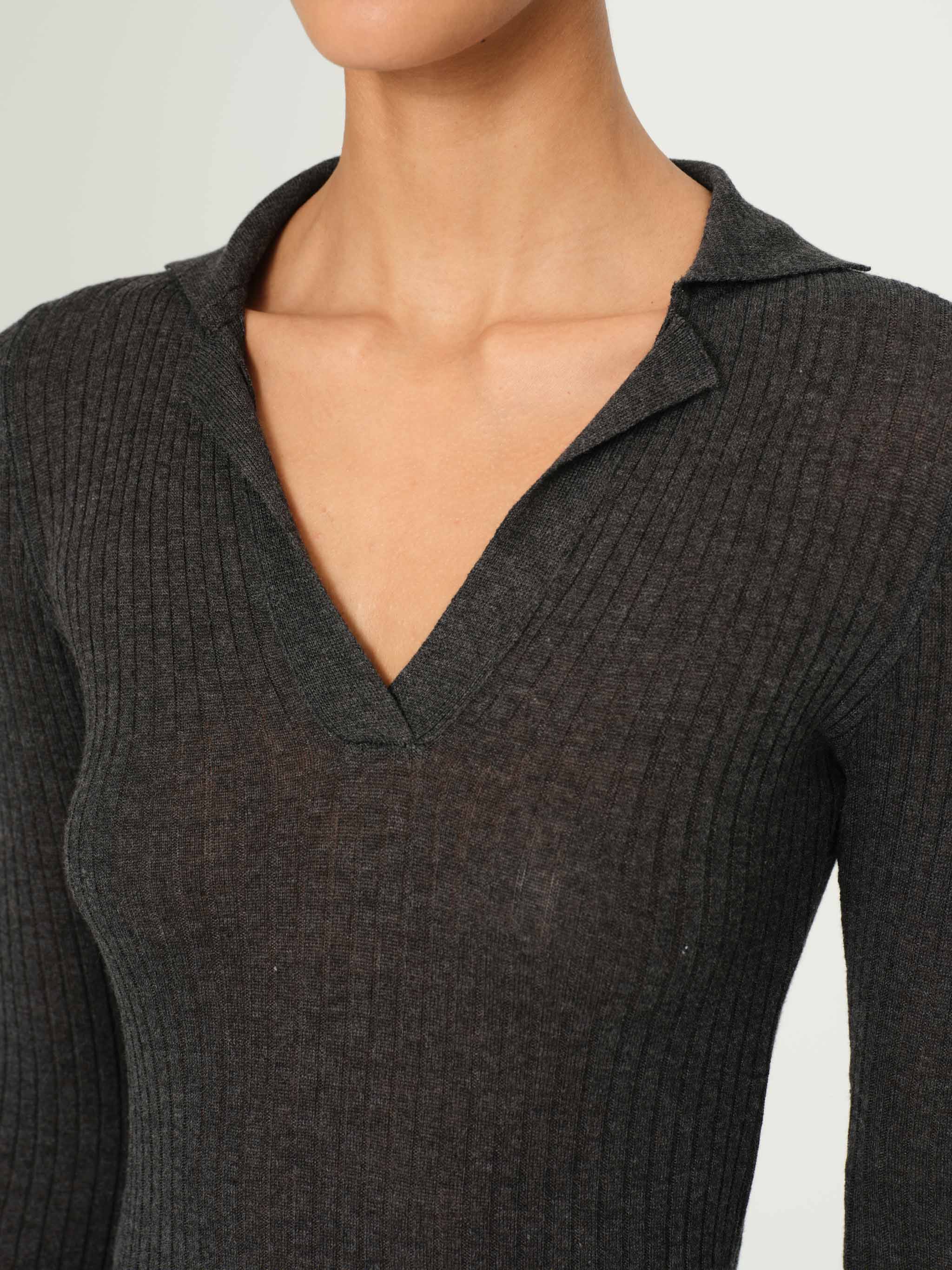 women's long sleeve grey top