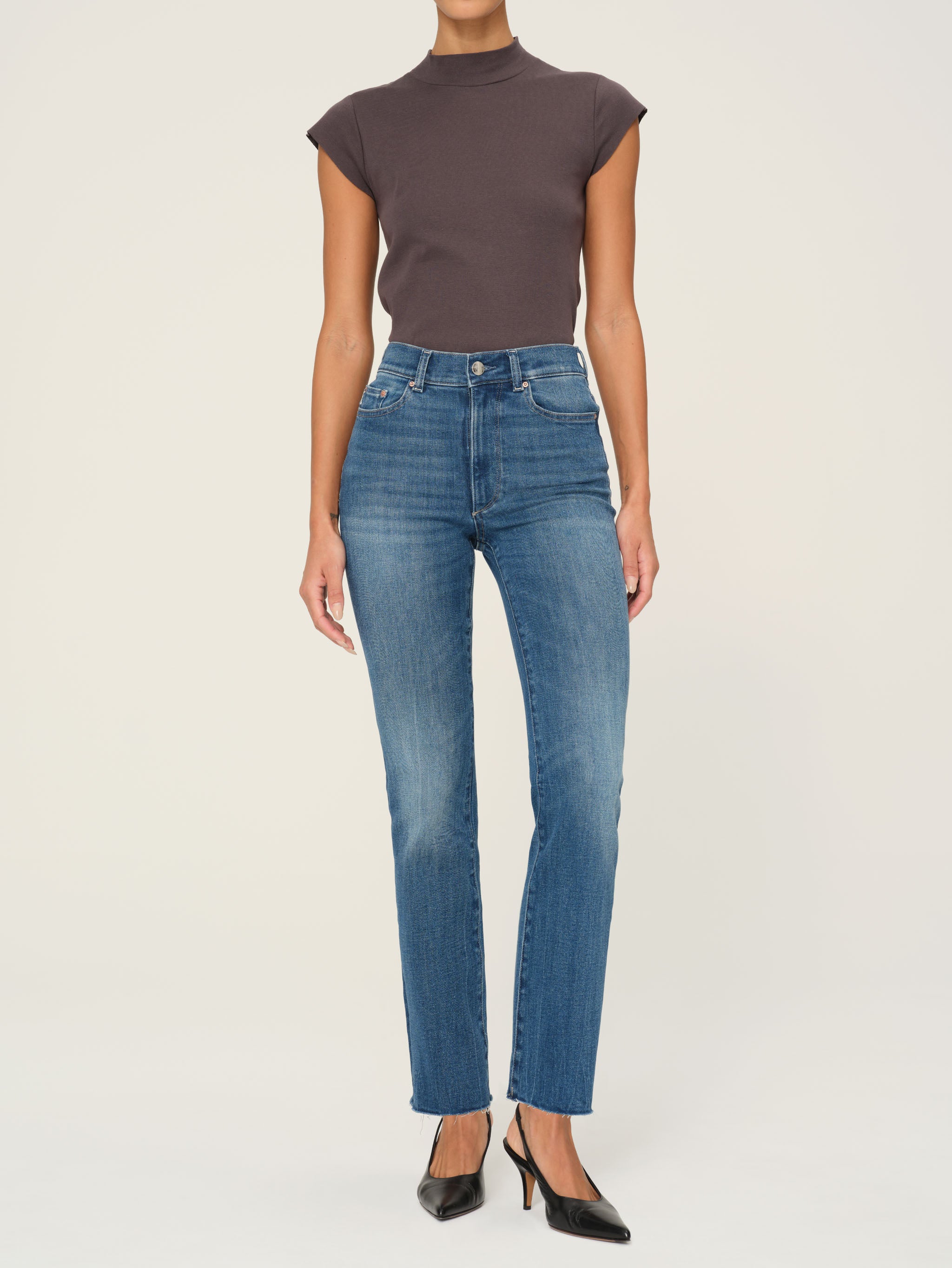 women's straight blue jean
