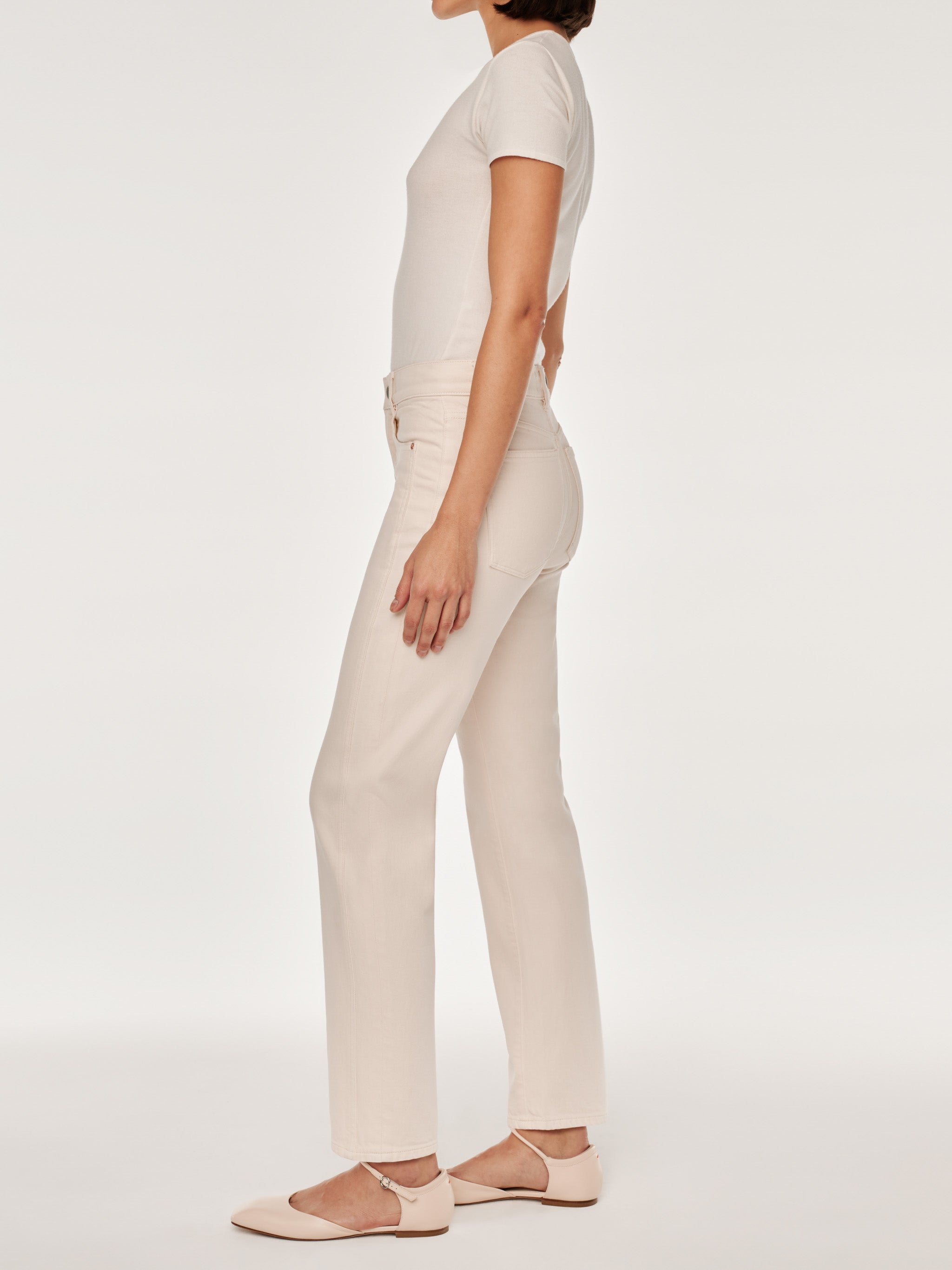 women's straight white jean