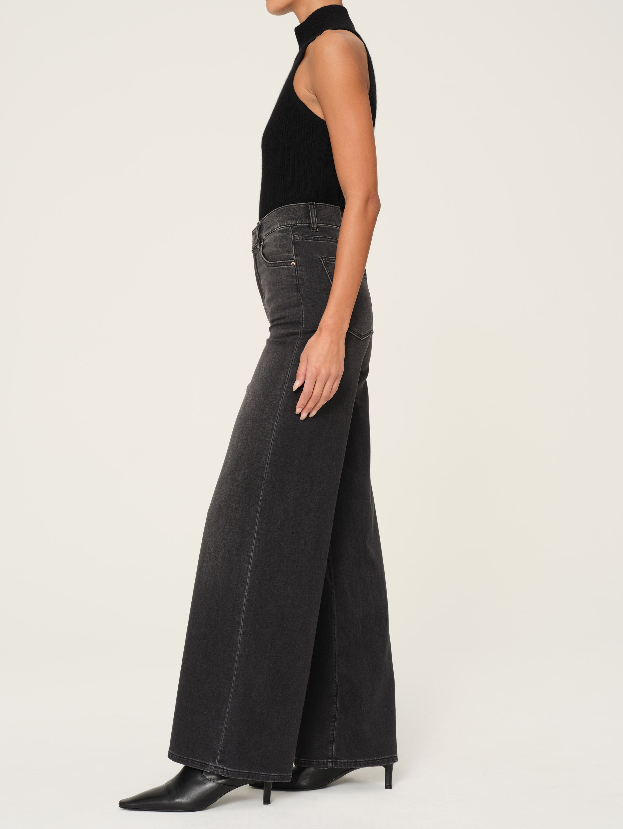women's wide leg grey jean