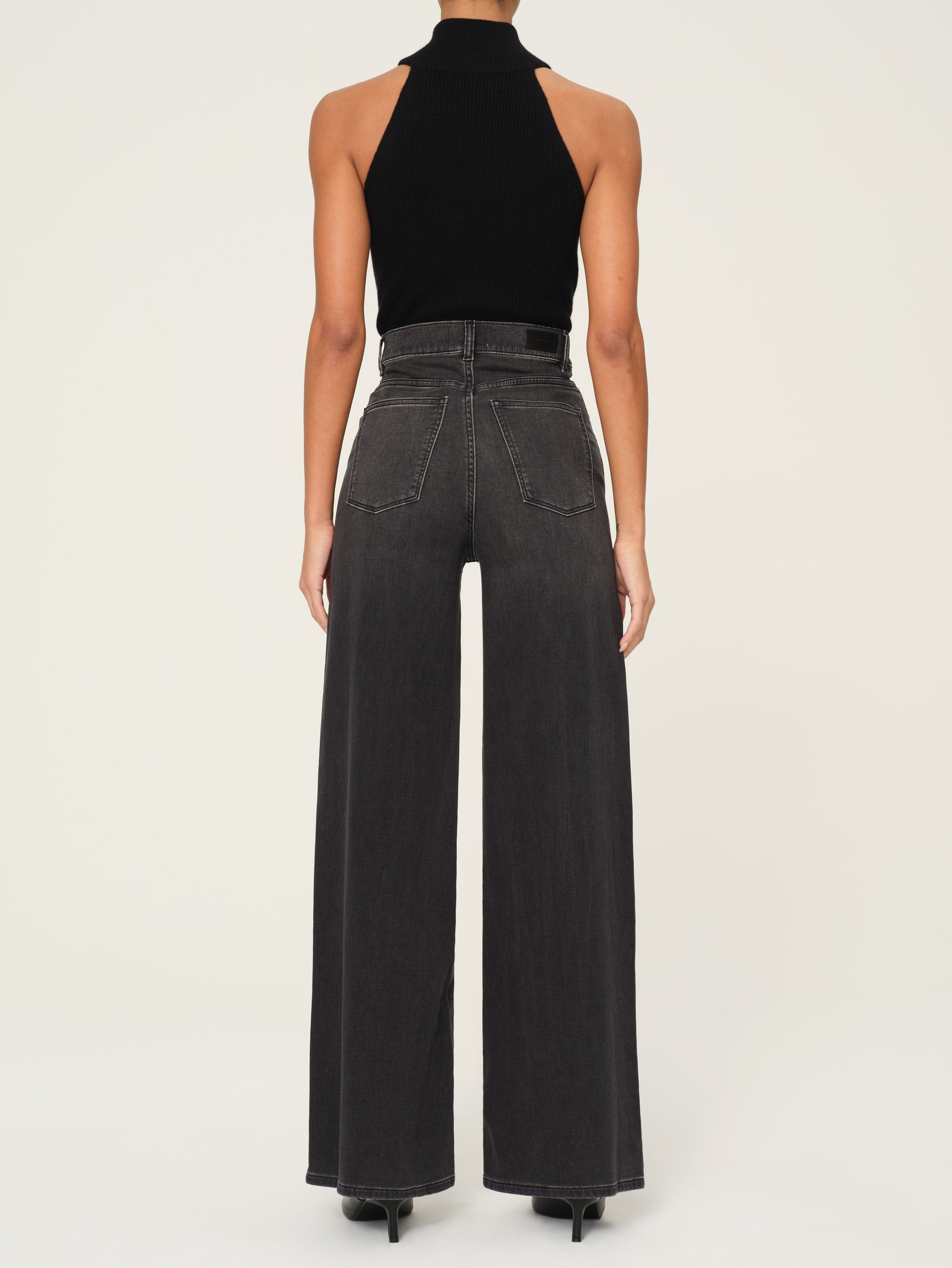 women's wide leg grey jean