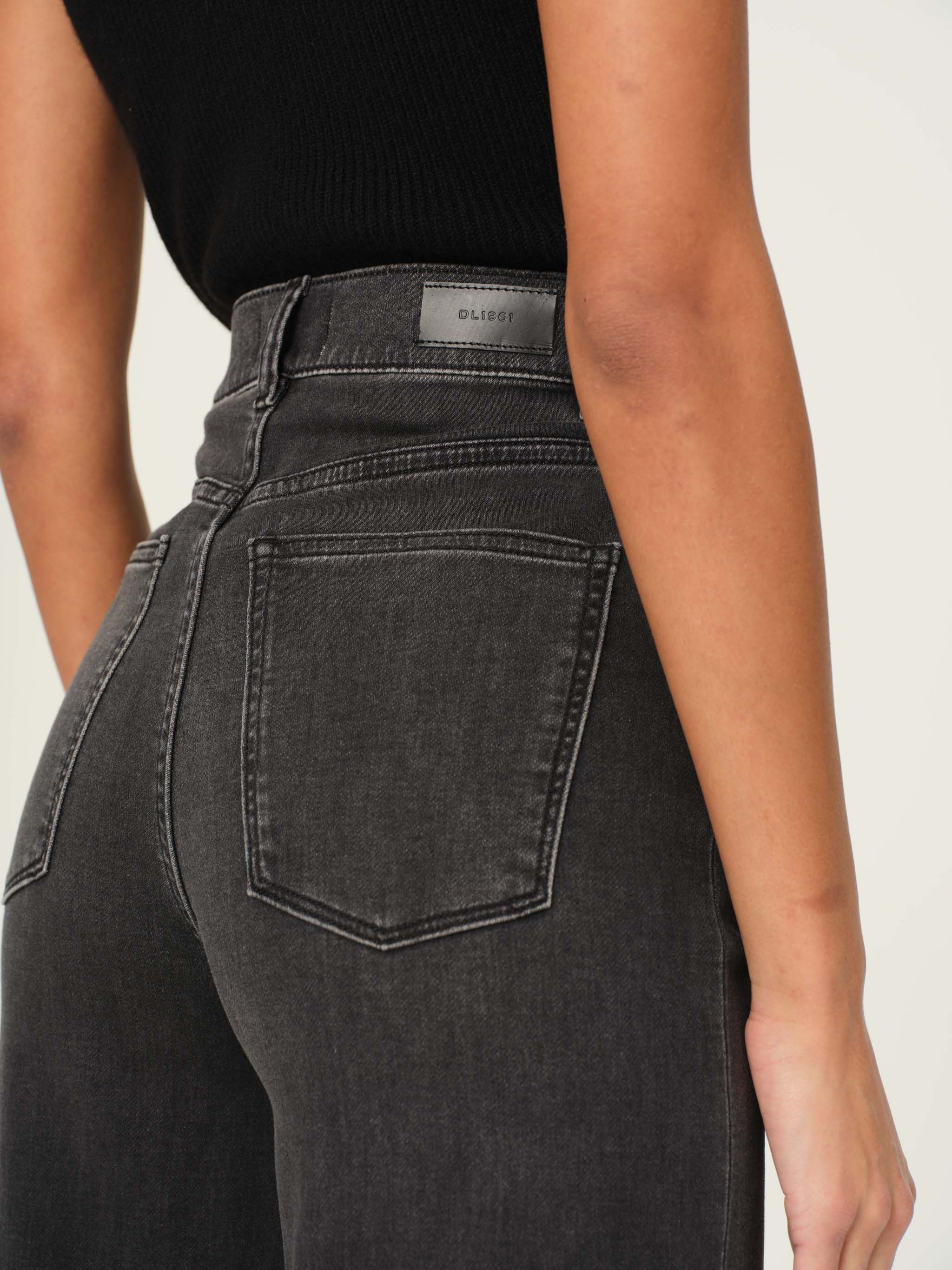 women's wide leg grey jean