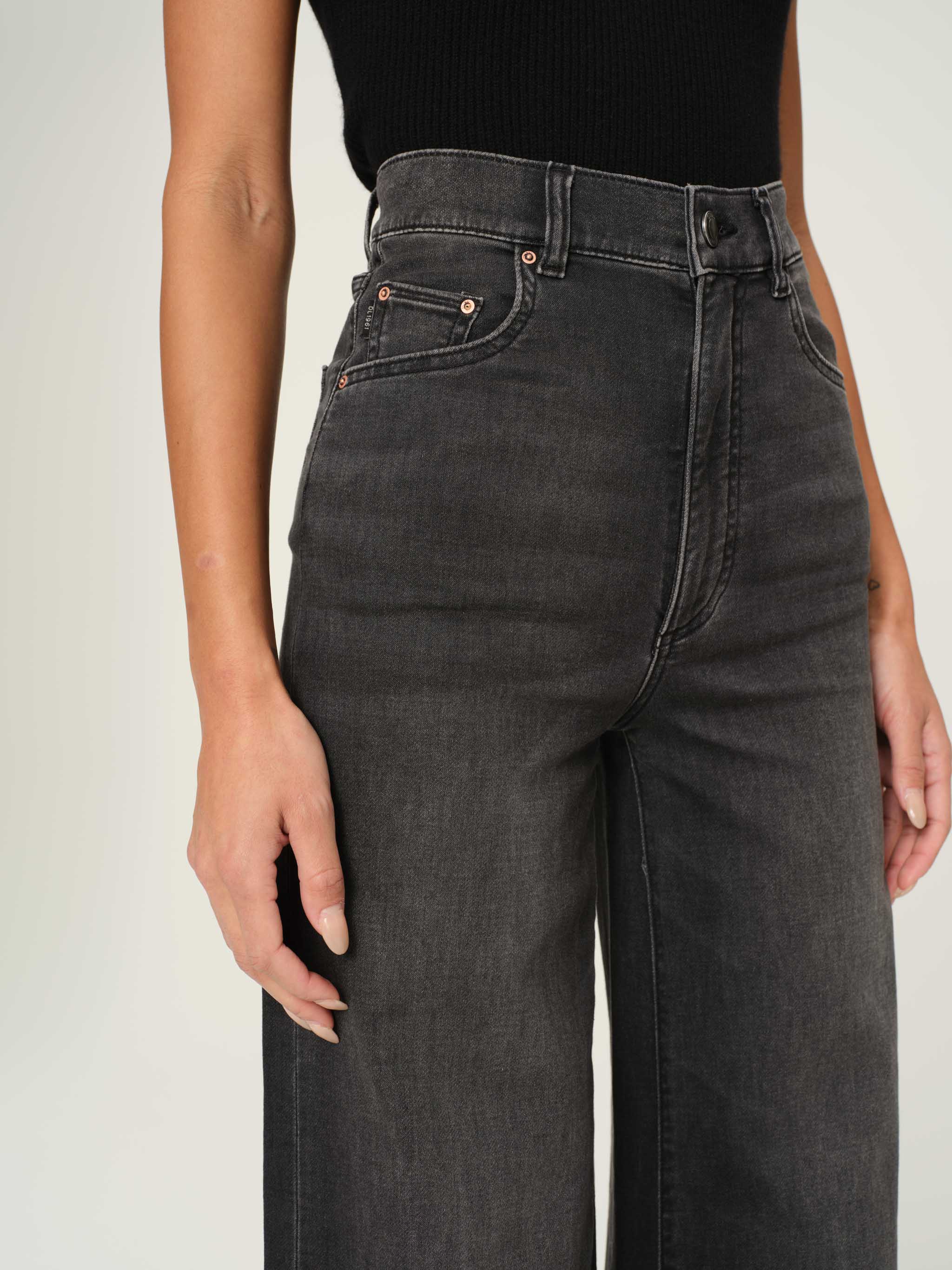 women's wide leg grey jean