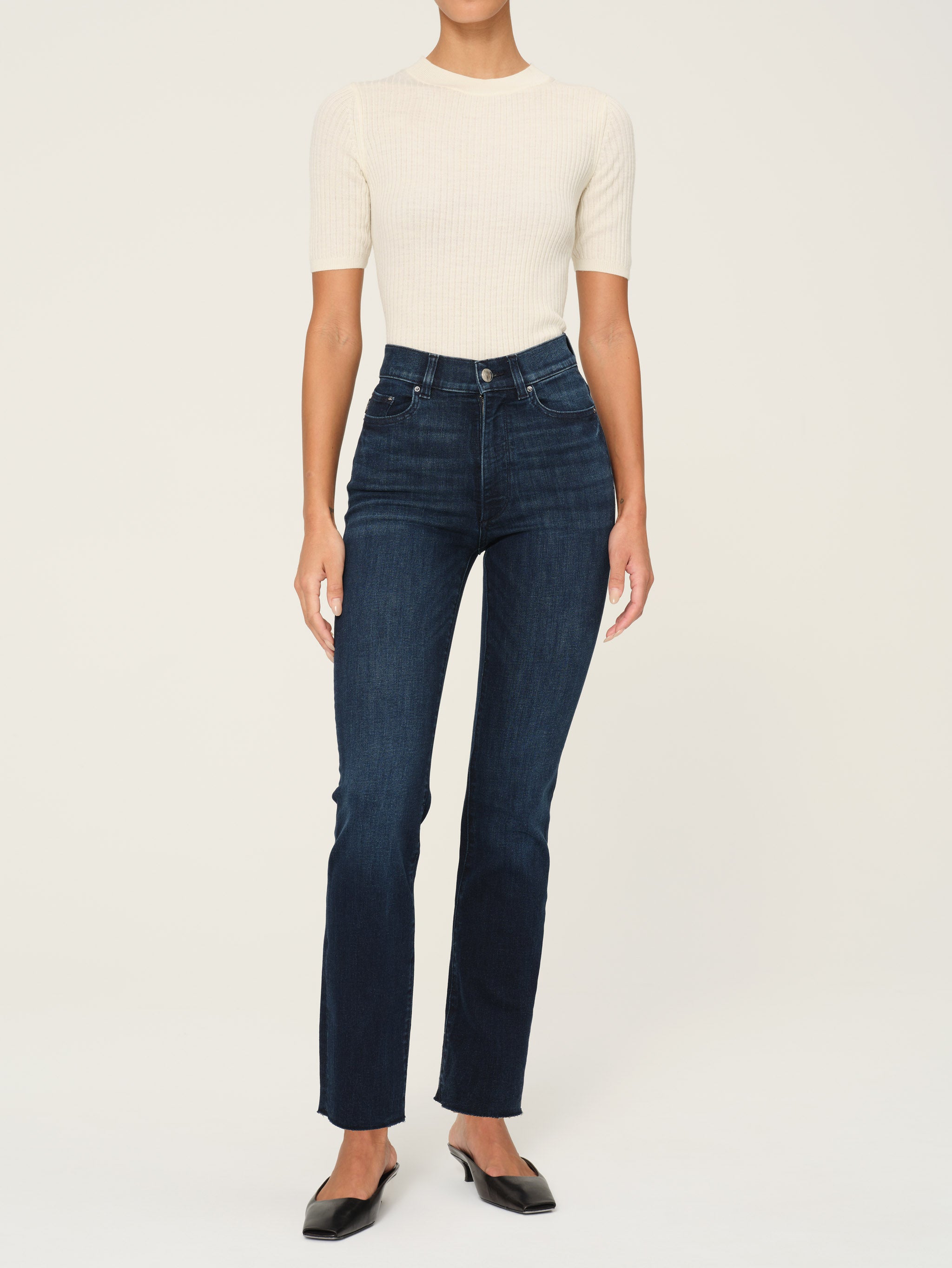 women's straight blue jean