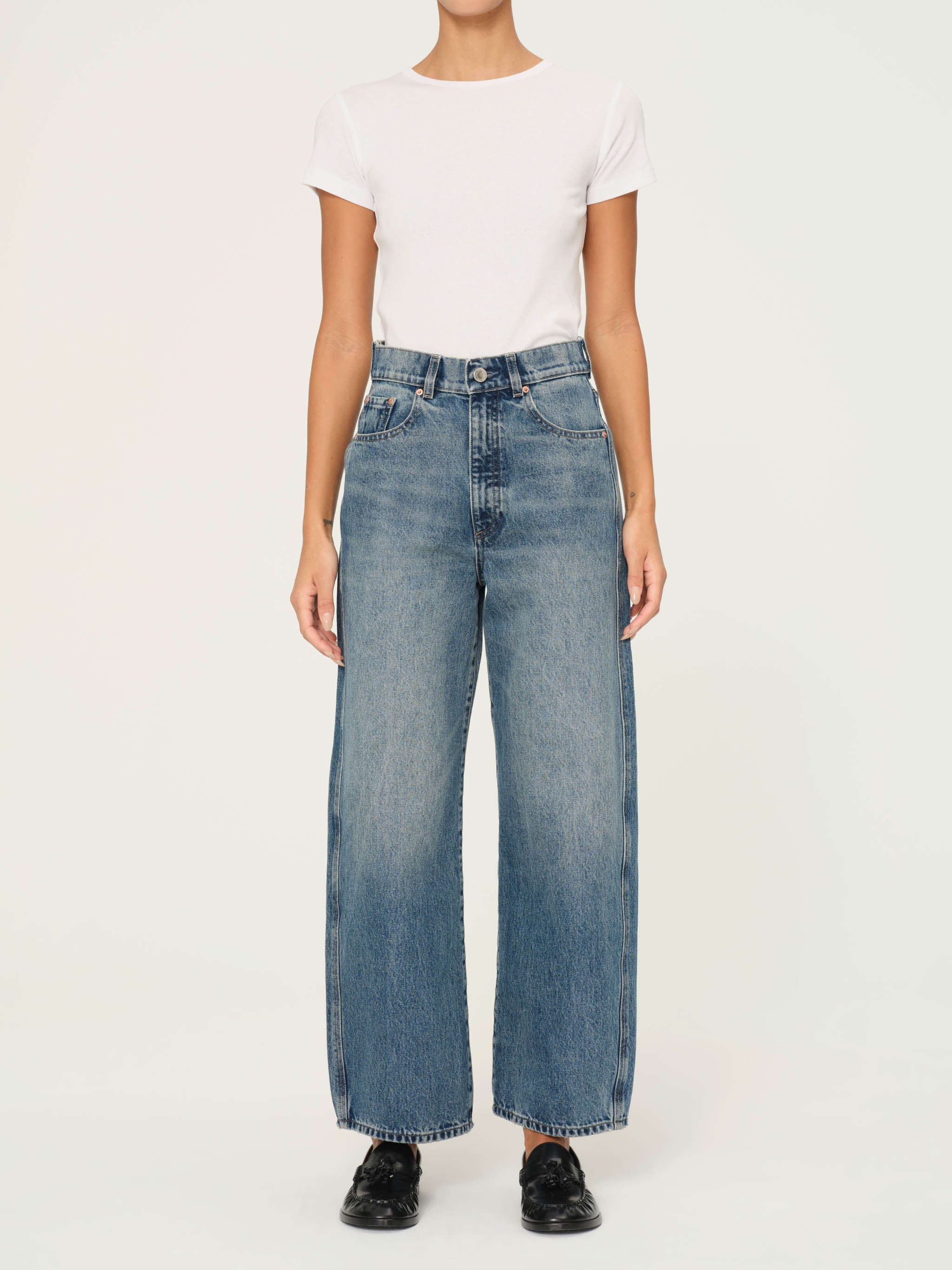 women's barrel blue jean