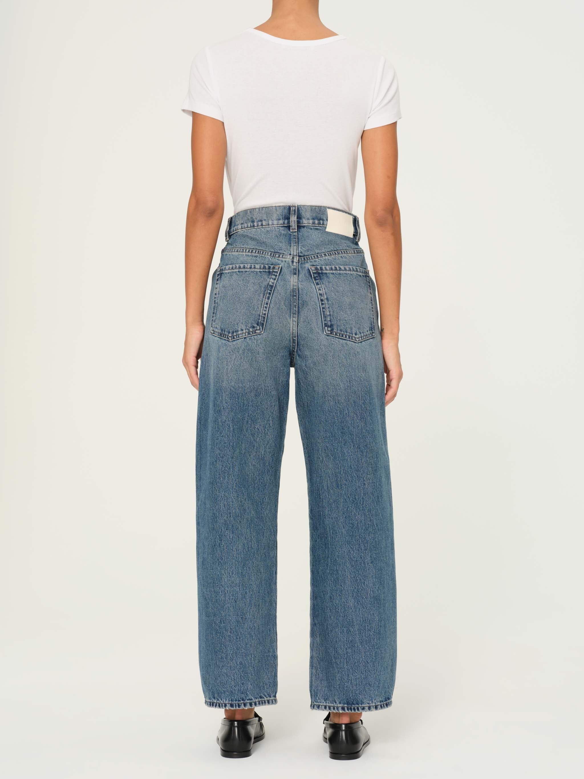 women's barrel blue jean