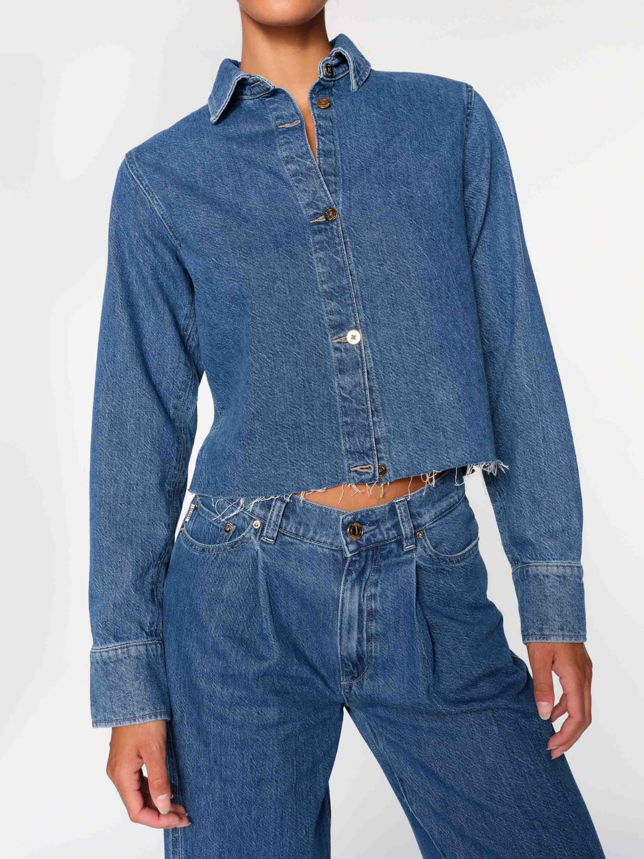 women's shirt blue jean