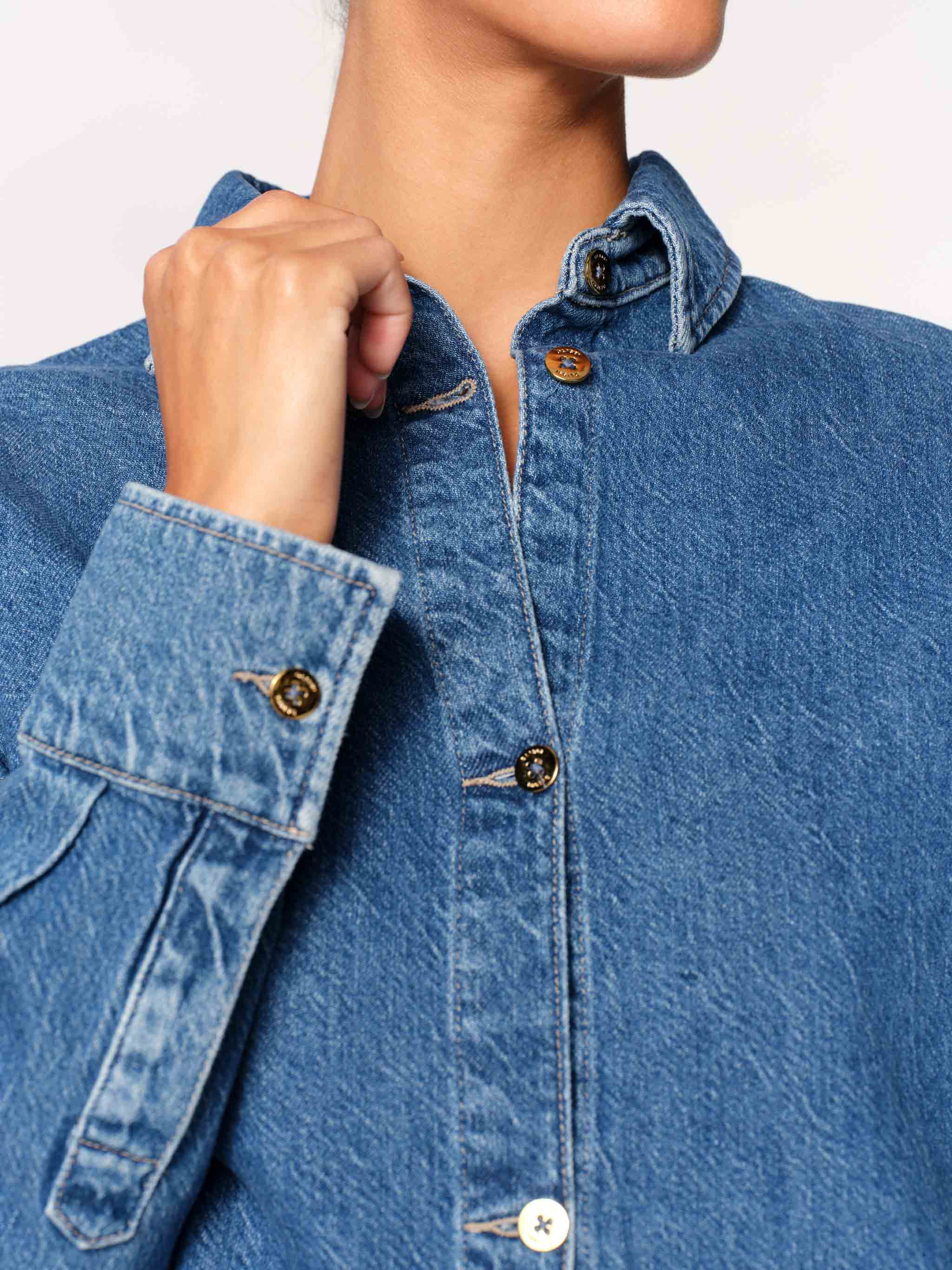women's shirt blue jean