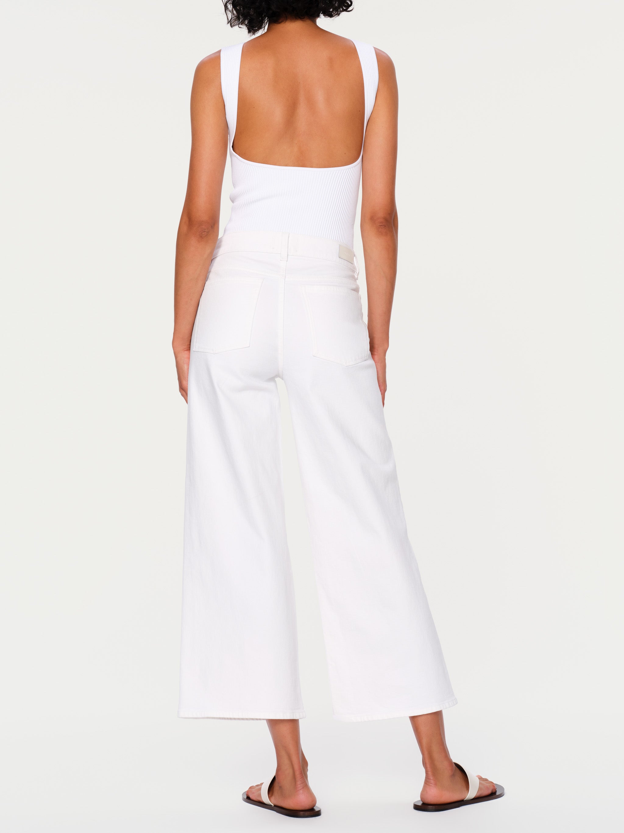 Women's Mid Rise WIde Leg White Jeans