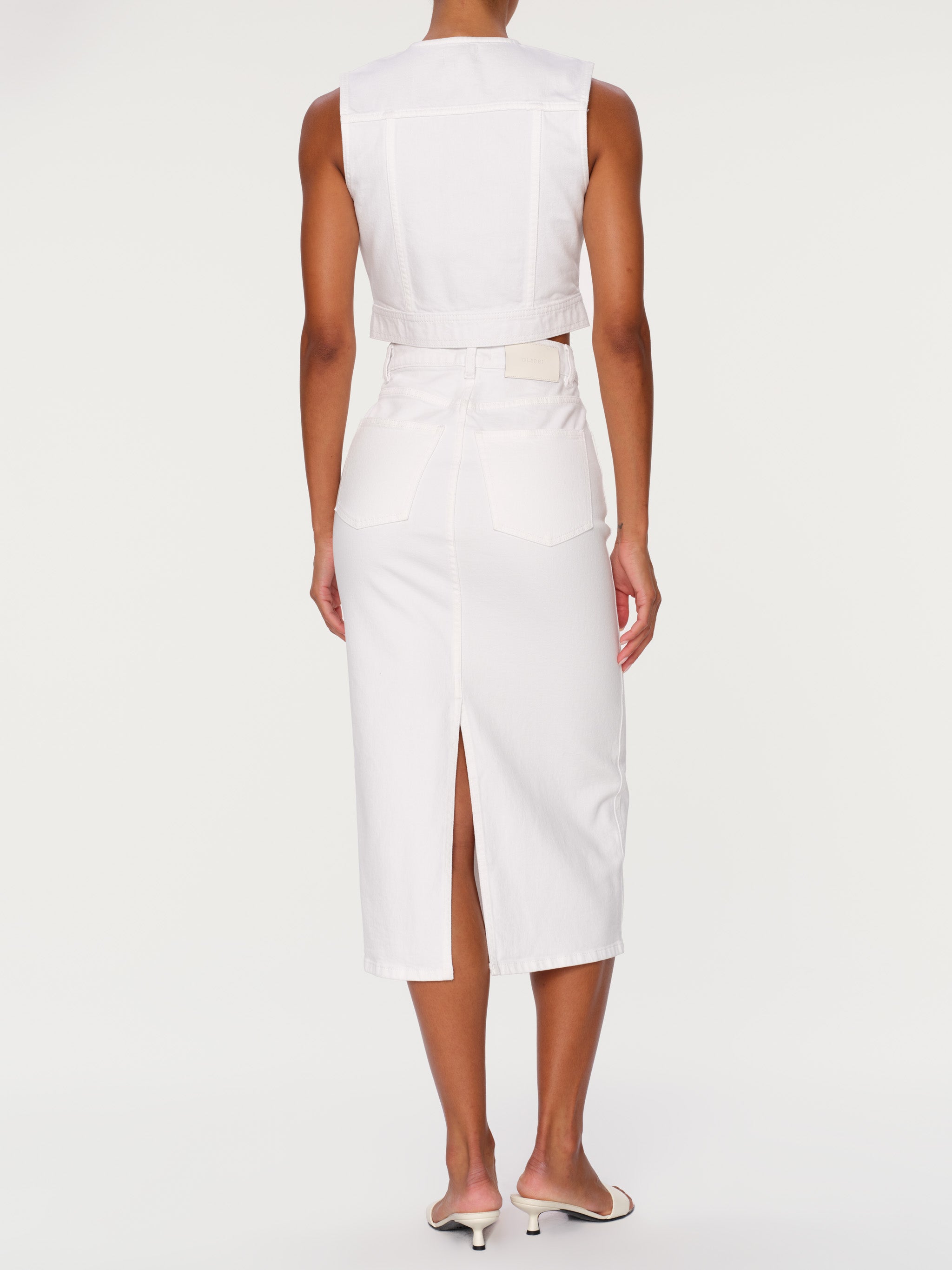Women's Cropped White Denim Vest