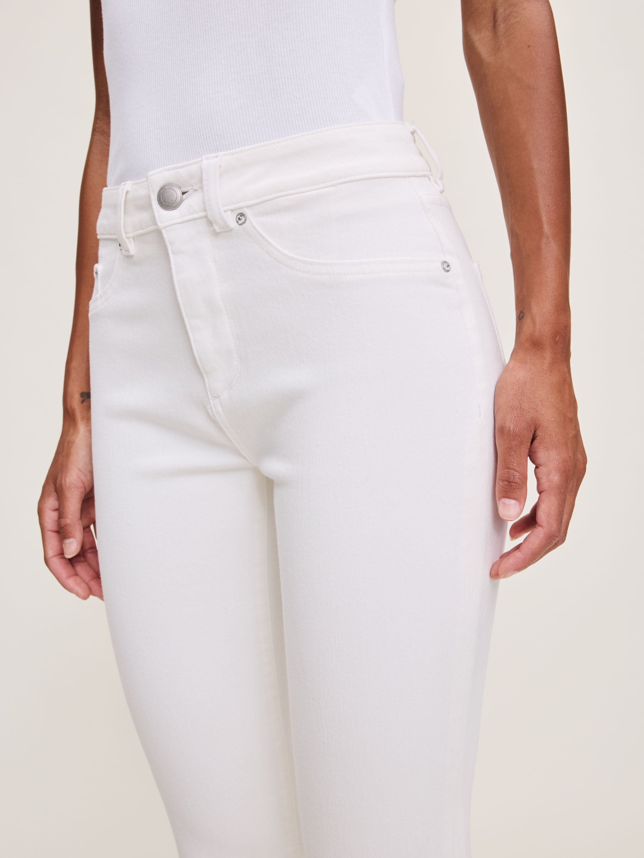 Women's White Denim Capri