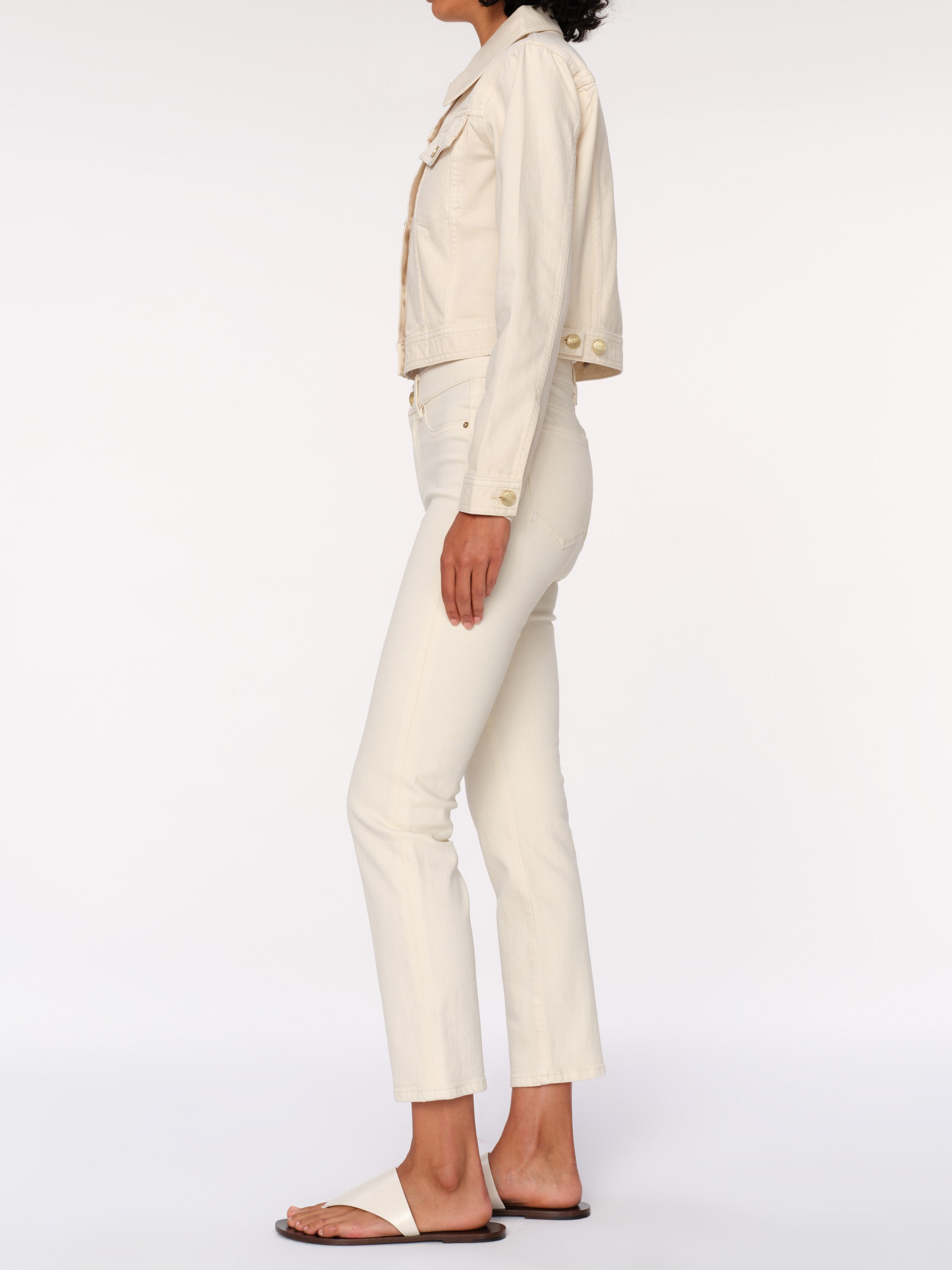 Women's Mid Rise Straight Leg Ecru Jeans