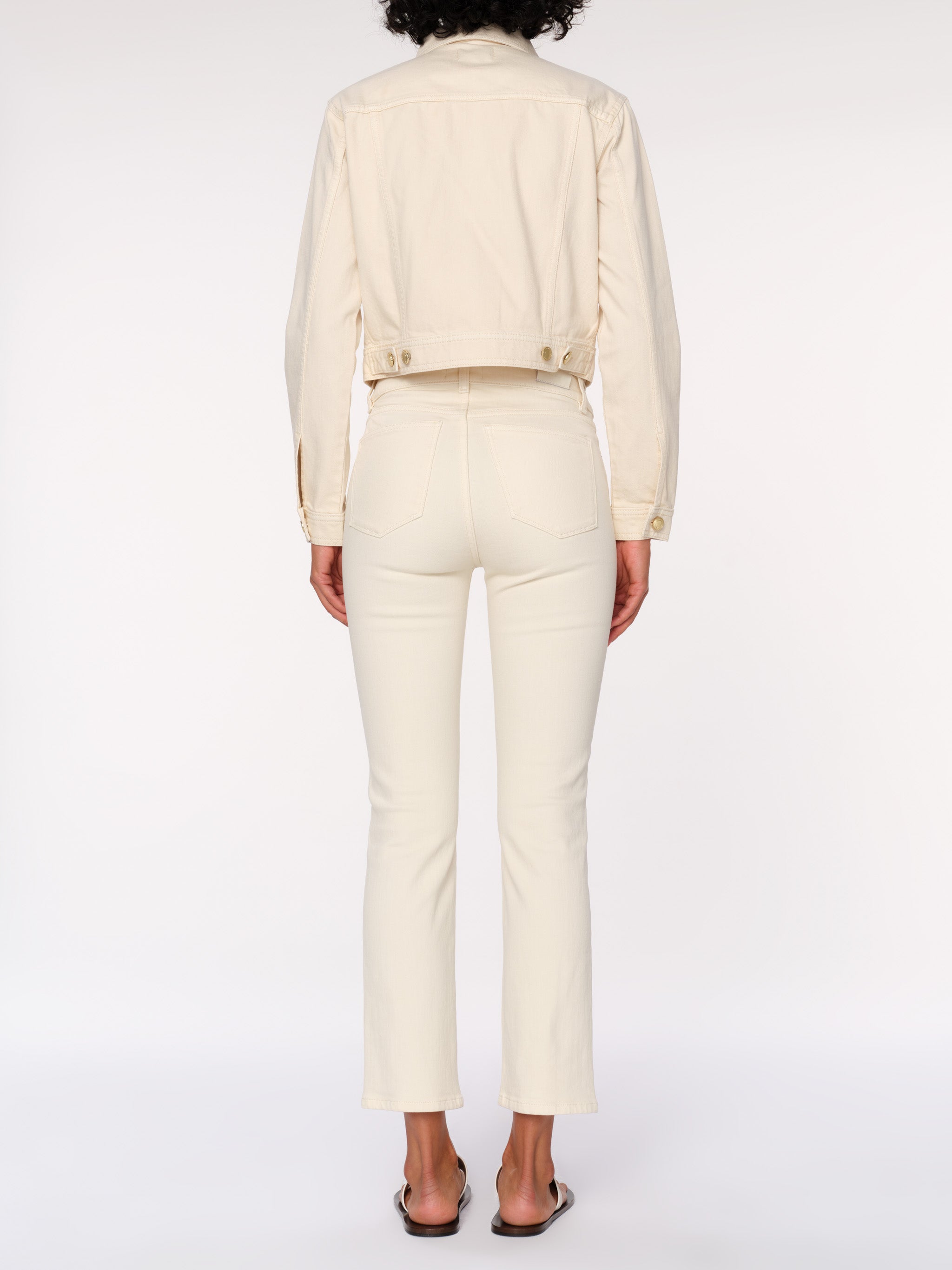 Women's Mid Rise Straight Leg Ecru Jeans