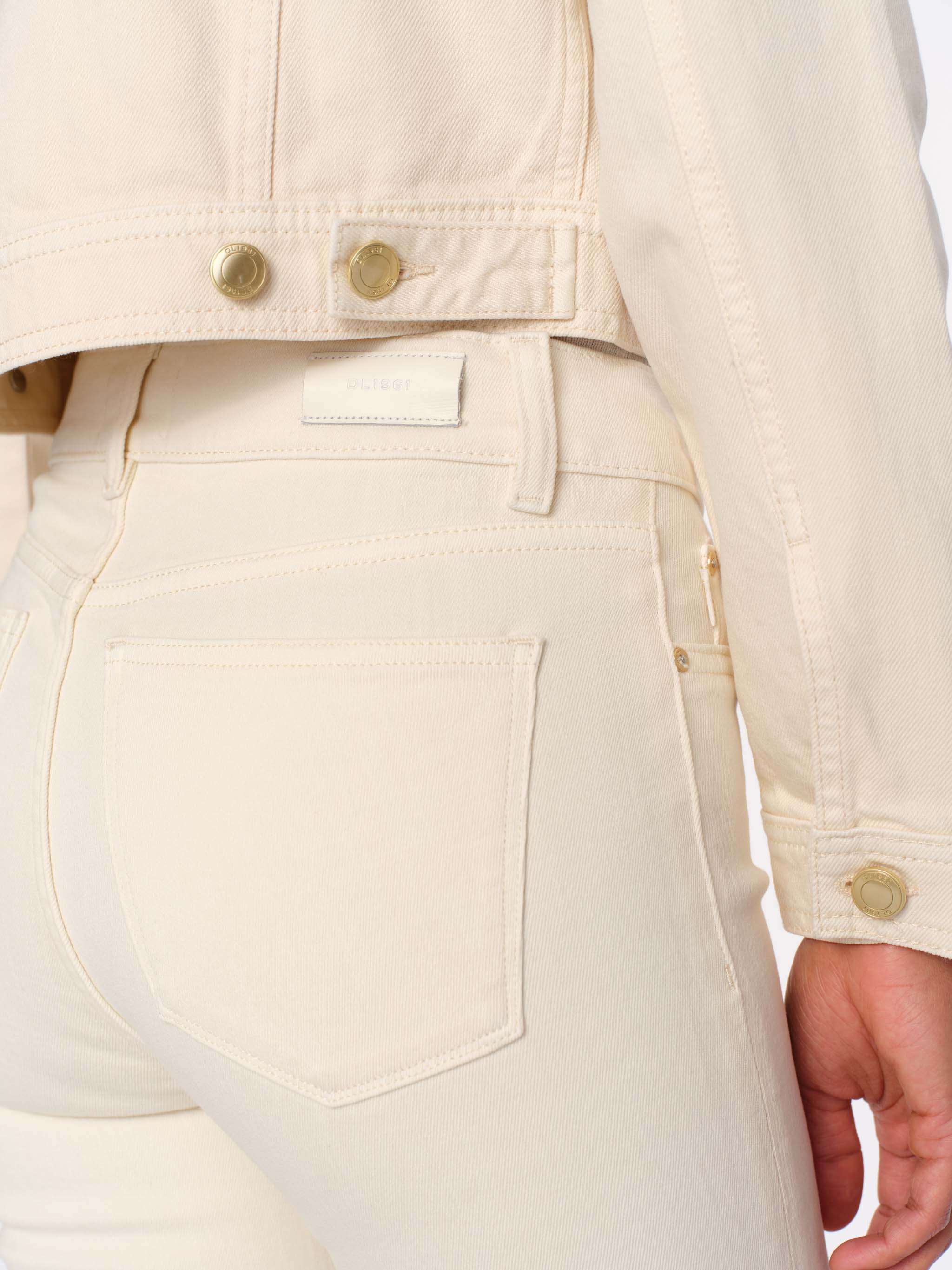 Women's Mid Rise Straight Leg Ecru Jeans